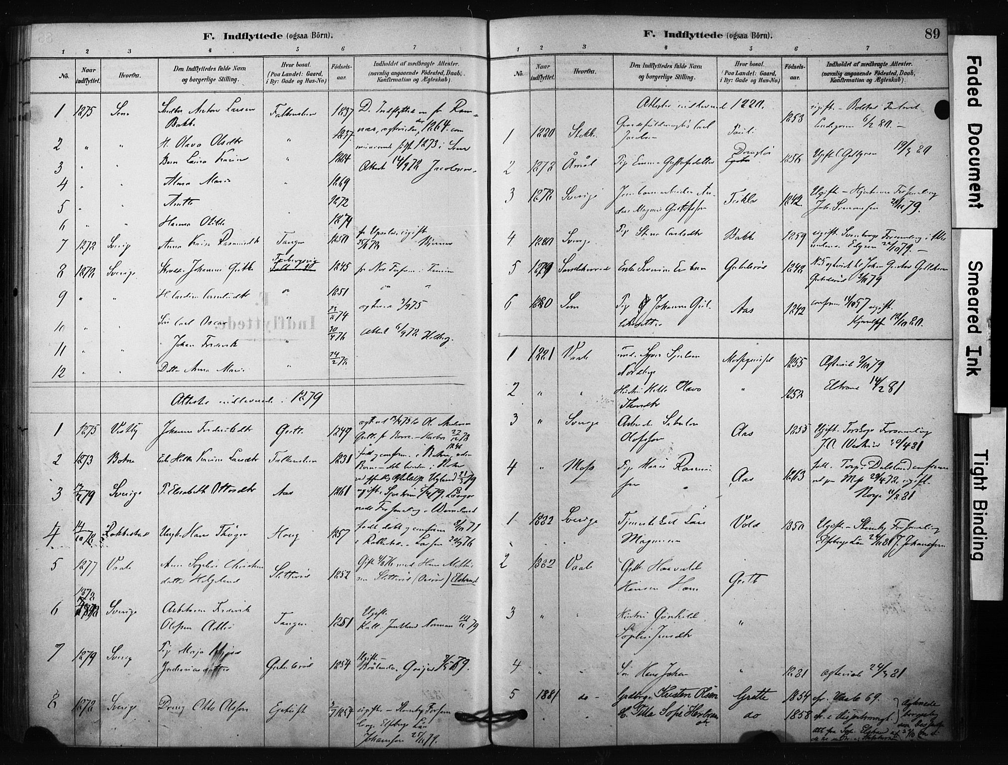 Borre kirkebøker, SAKO/A-338/F/Fc/L0001: Parish register (official) no. III 1, 1878-1896, p. 89