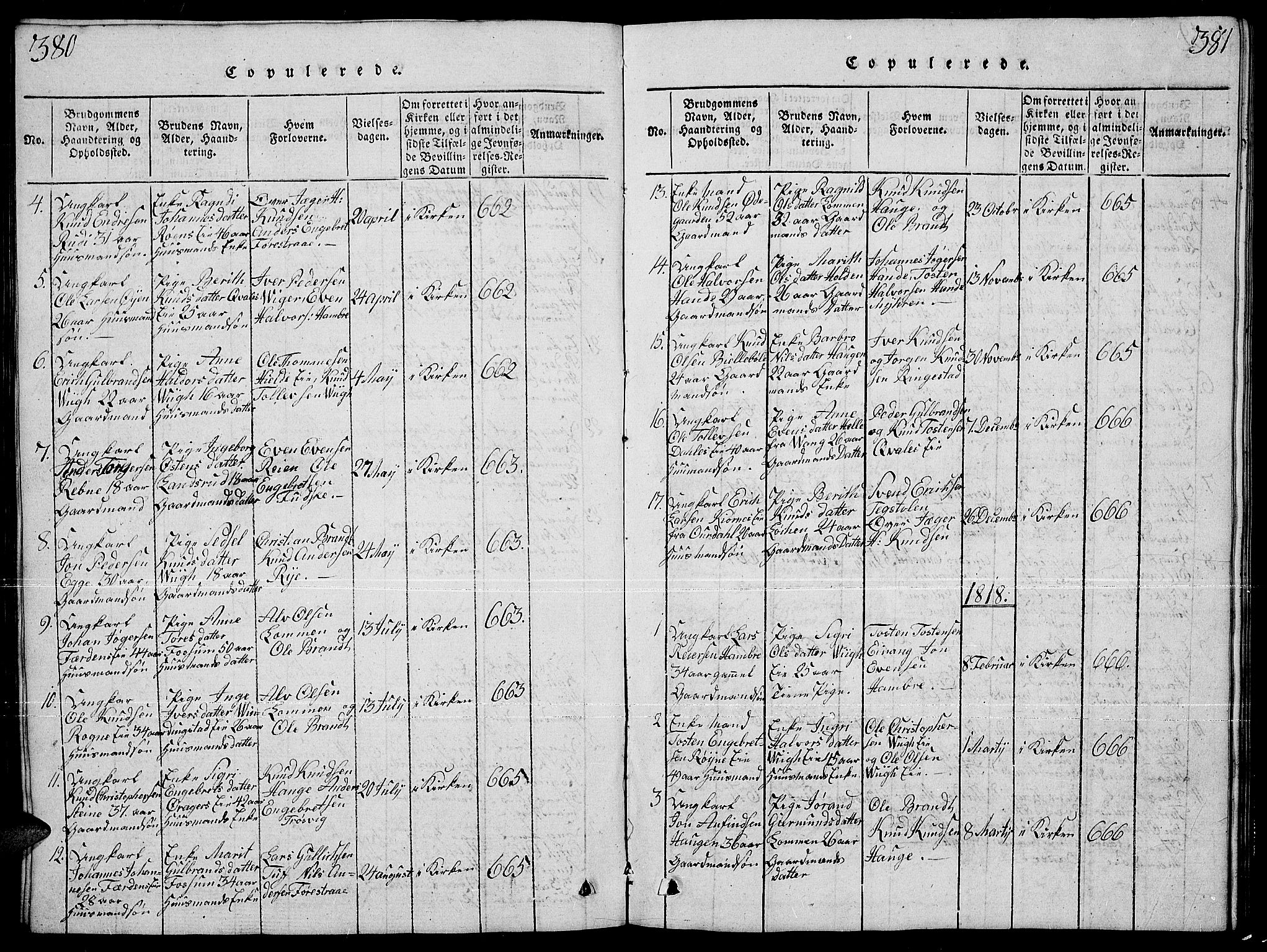 Slidre prestekontor, SAH/PREST-134/H/Ha/Hab/L0001: Parish register (copy) no. 1, 1814-1838, p. 380-381