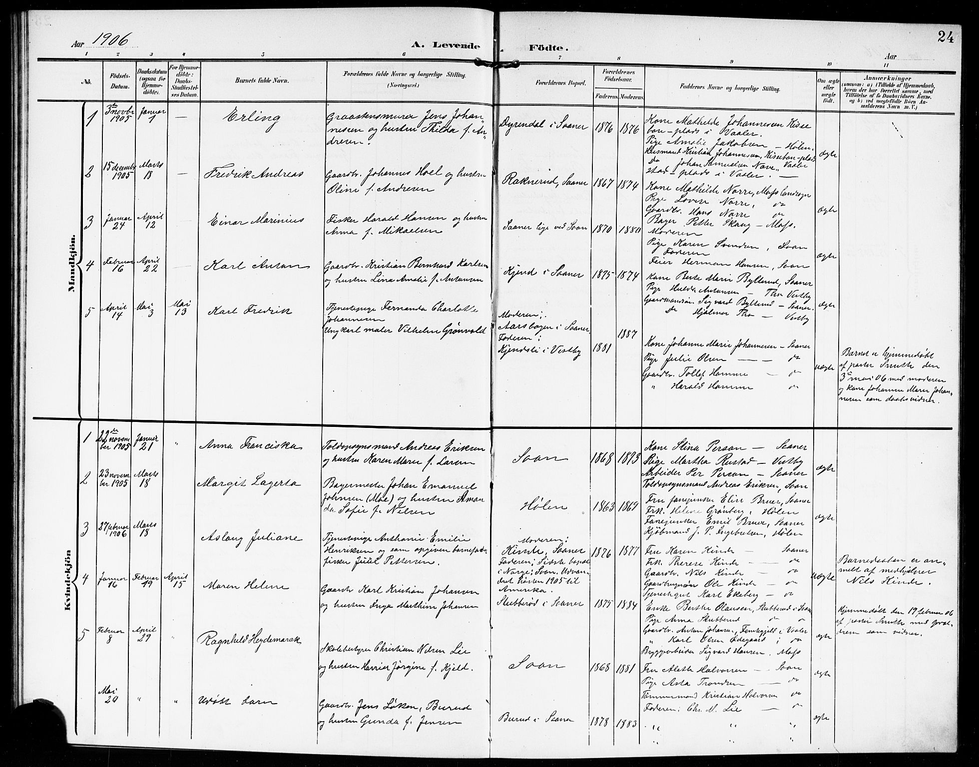 Vestby prestekontor Kirkebøker, AV/SAO-A-10893/G/Gb/L0002: Parish register (copy) no. II 2, 1903-1914, p. 24