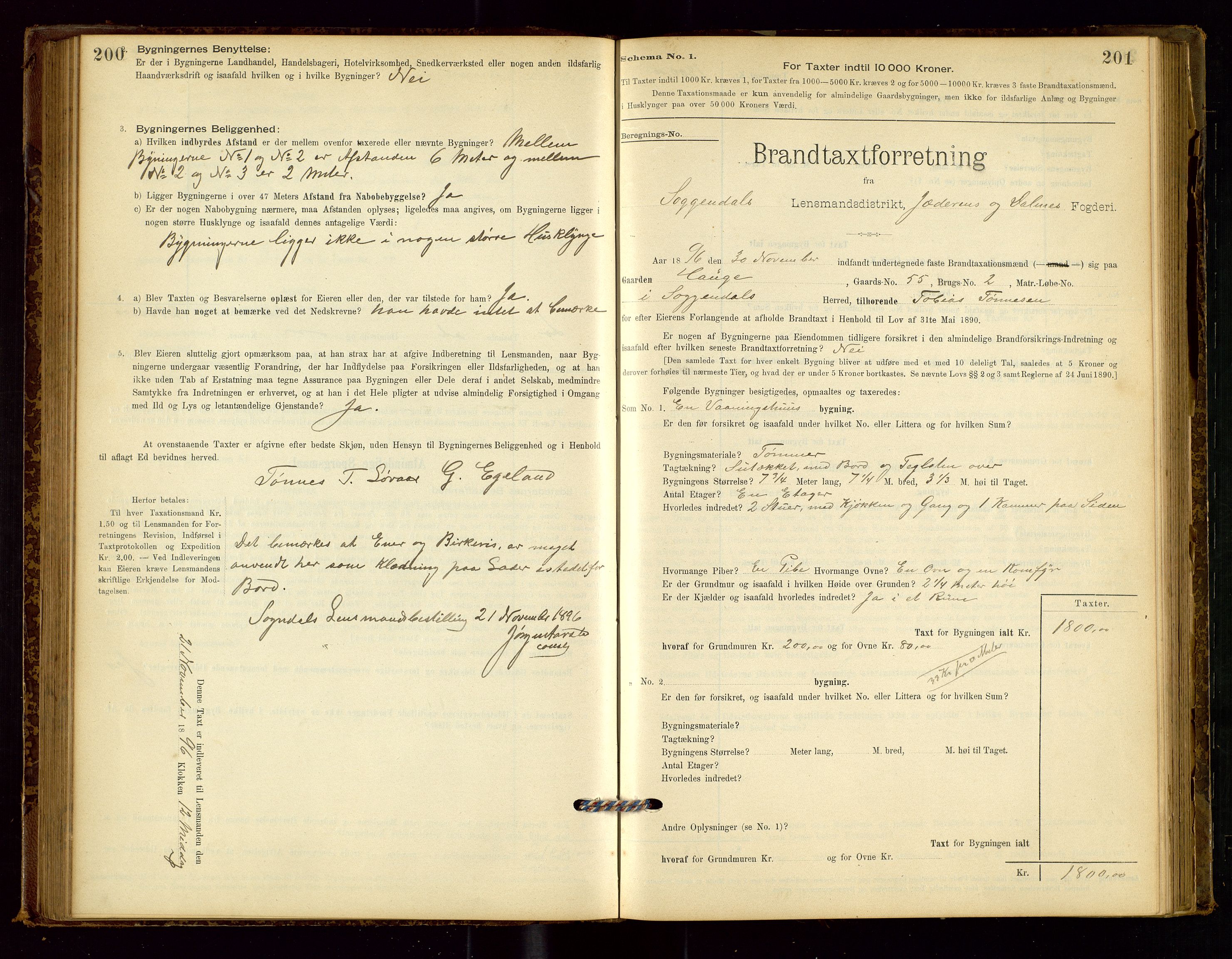 Sokndal lensmannskontor, SAST/A-100417/Gob/L0001: "Brandtaxt-Protokol", 1895-1902, p. 200-201