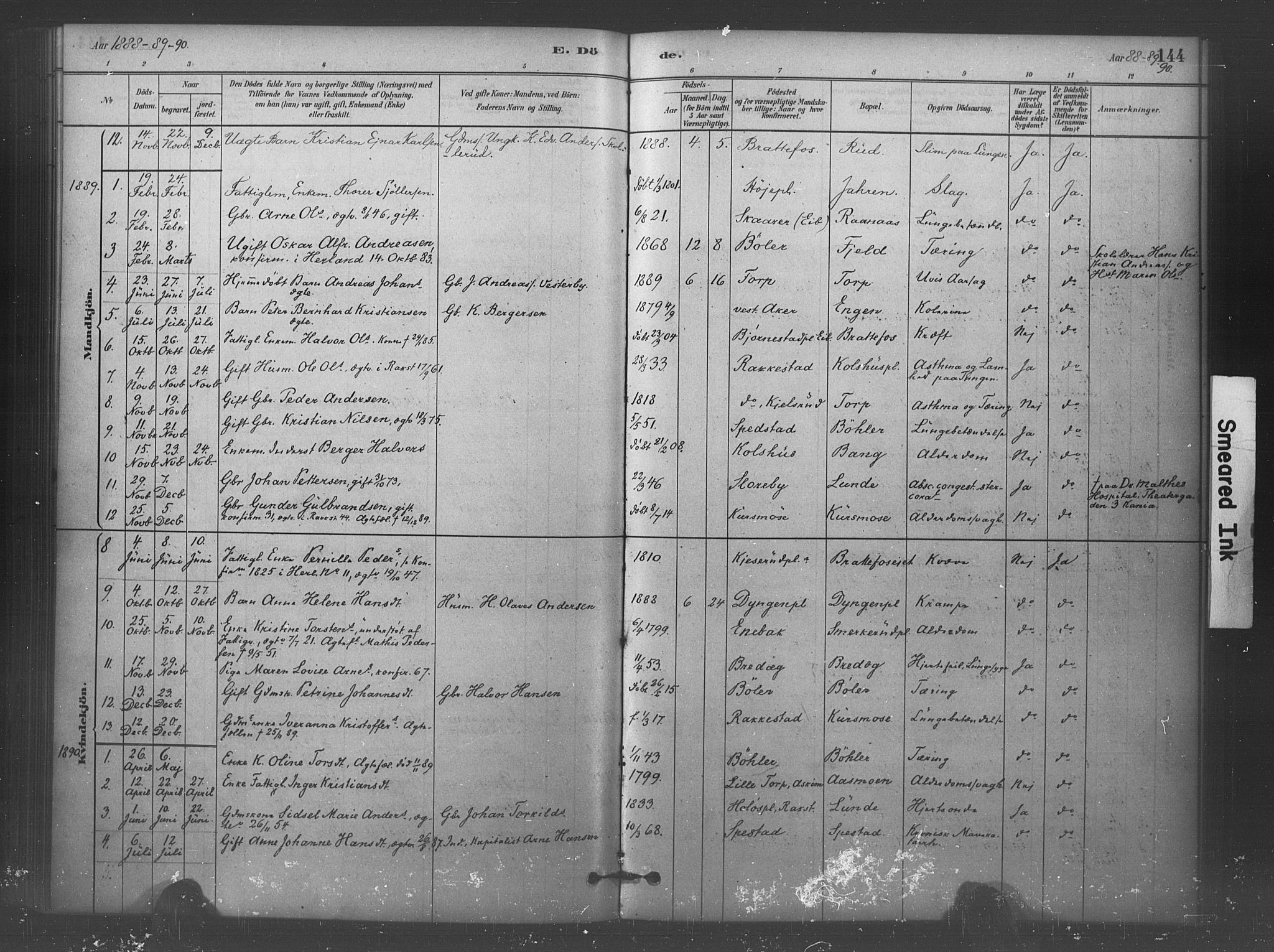 Eidsberg prestekontor Kirkebøker, SAO/A-10905/F/Fc/L0001: Parish register (official) no. III 1, 1879-1905, p. 144