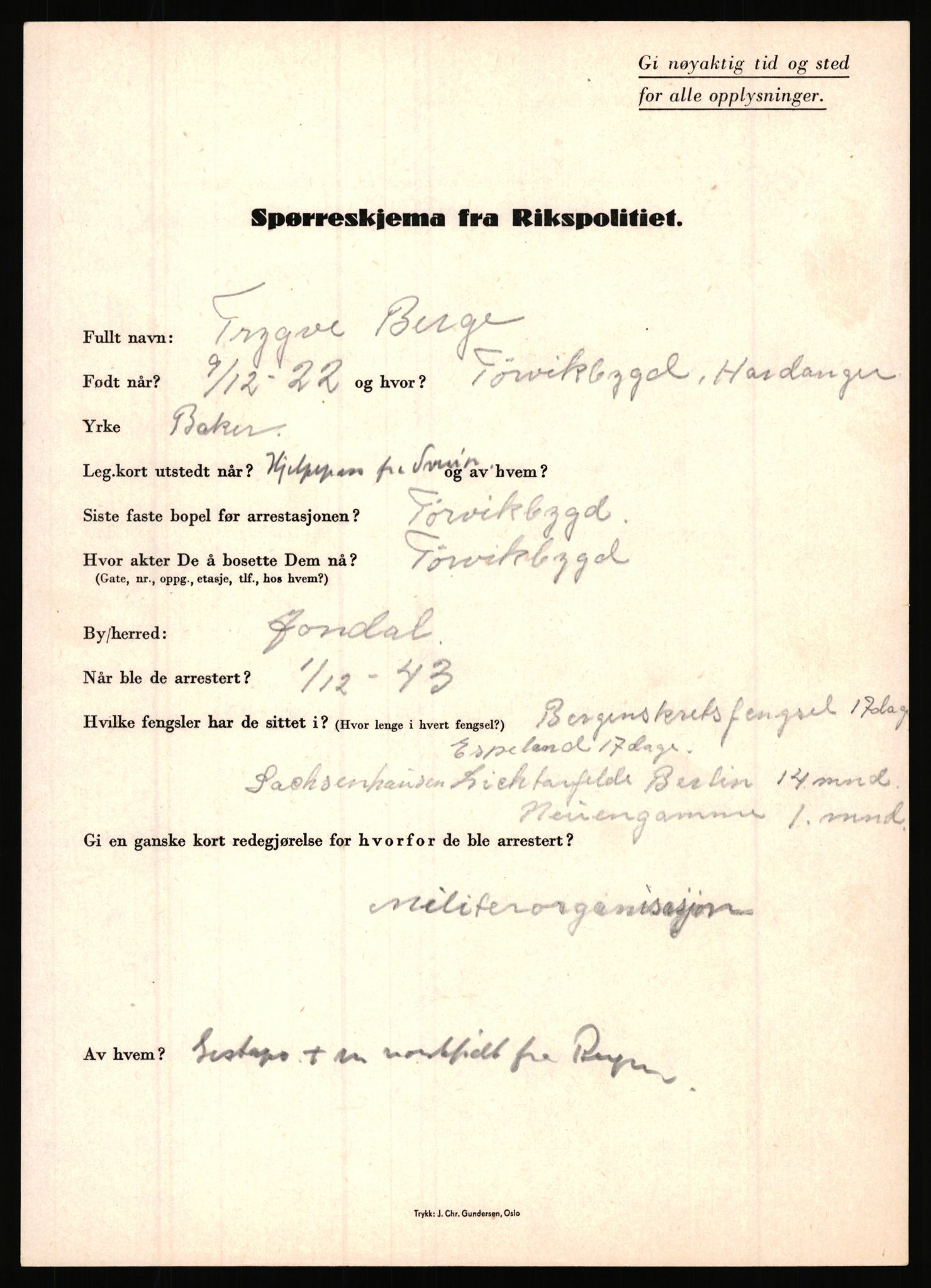 Rikspolitisjefen, AV/RA-S-1560/L/L0002: Berg, Alf - Bråthen, Thorleif, 1940-1945, p. 173