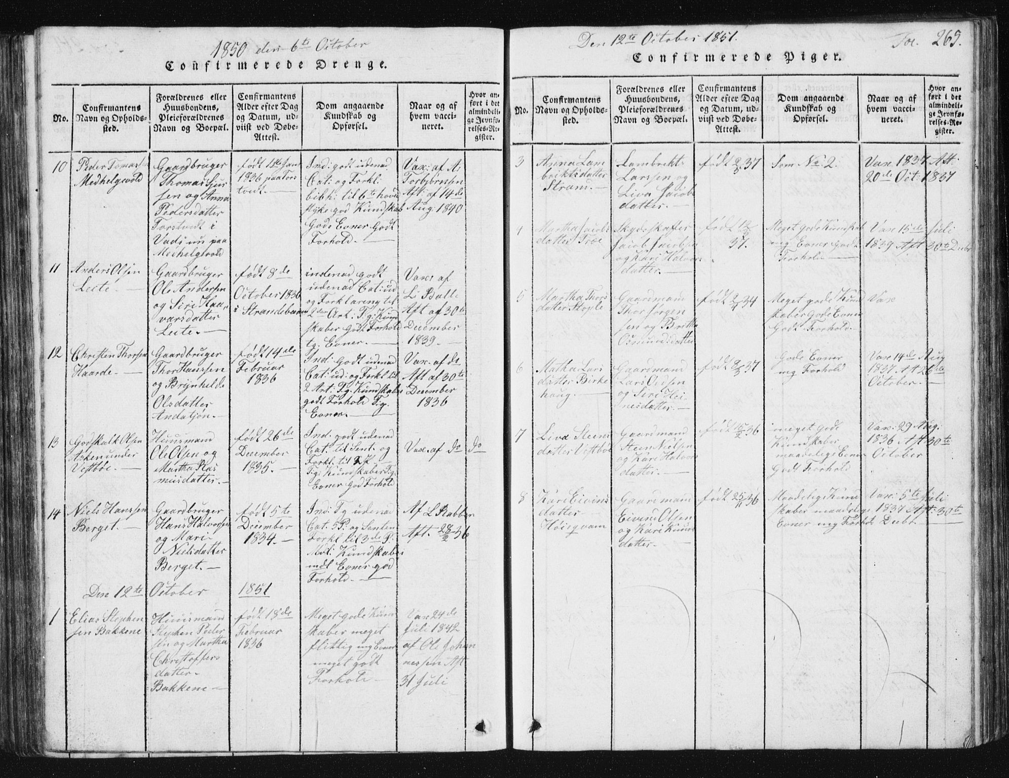 Vikedal sokneprestkontor, AV/SAST-A-101840/01/V: Parish register (copy) no. B 2, 1816-1863, p. 265