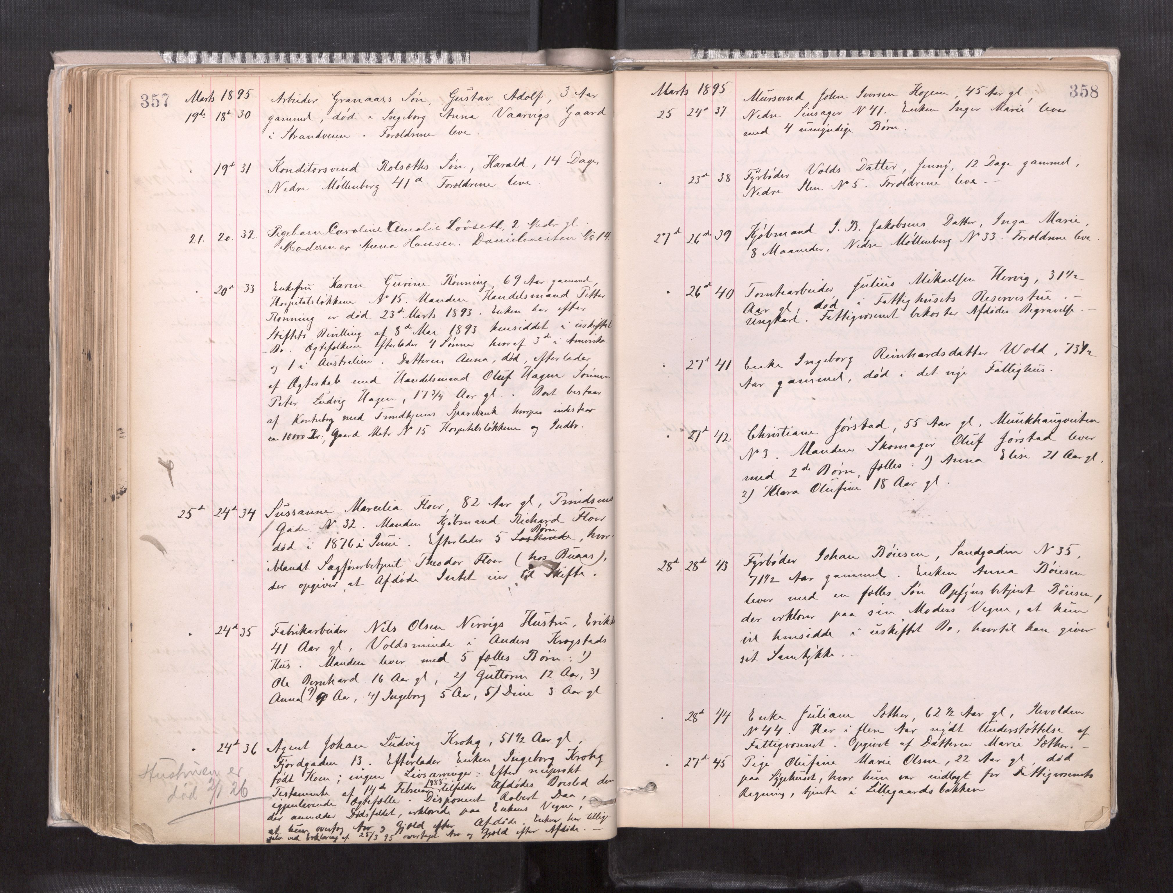 Trondheim byfogd, AV/SAT-A-0003/1/3/3L/L0004: Dødsanmeldelsesprotokoll, 1891-1897, p. 357-358