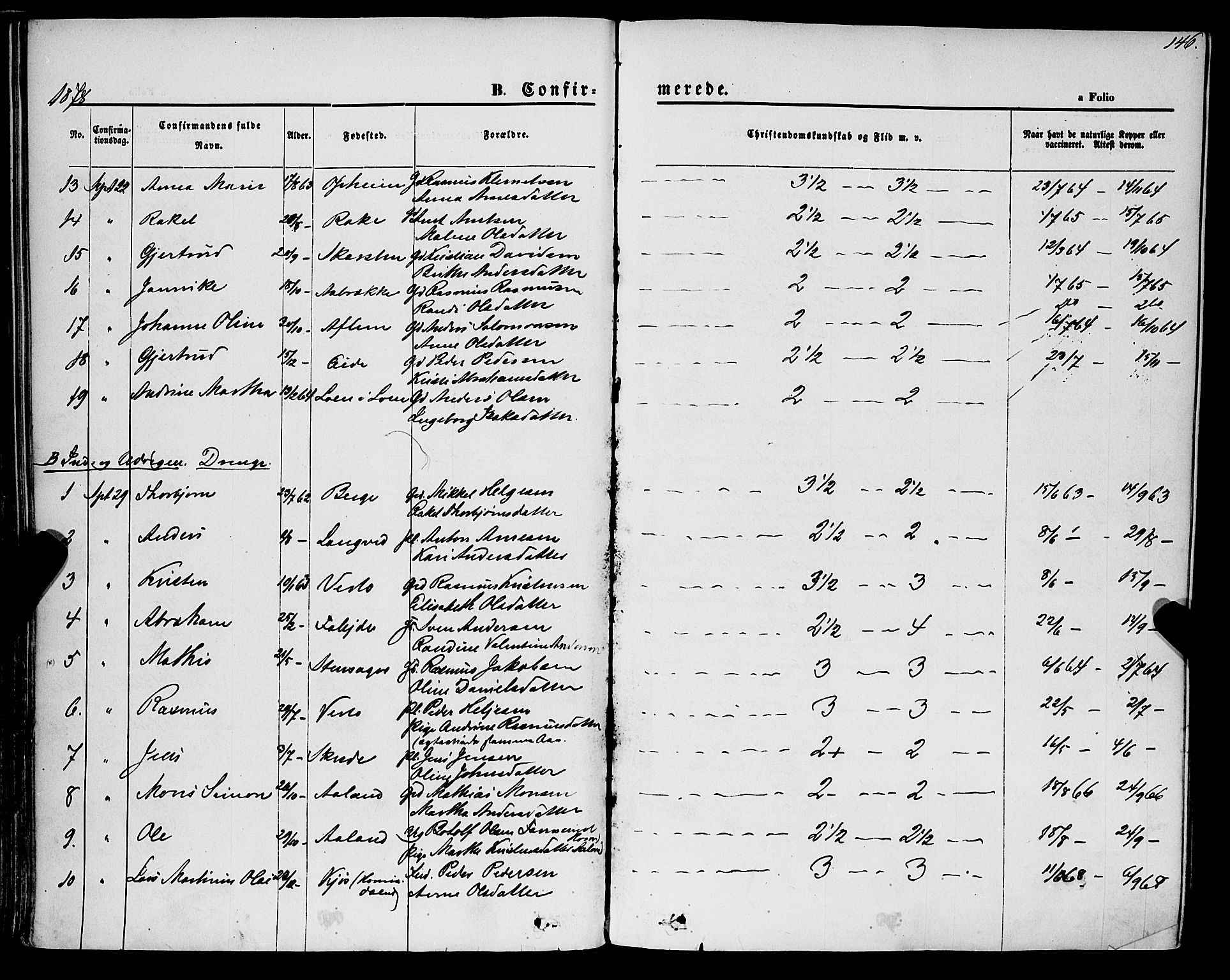 Innvik sokneprestembete, AV/SAB-A-80501: Parish register (official) no. A 6, 1865-1878, p. 146