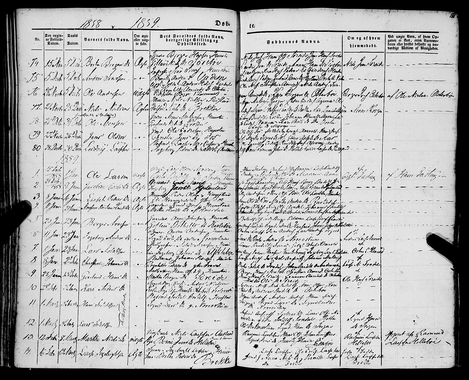 Lavik sokneprestembete, SAB/A-80901: Parish register (official) no. A 3, 1843-1863, p. 151