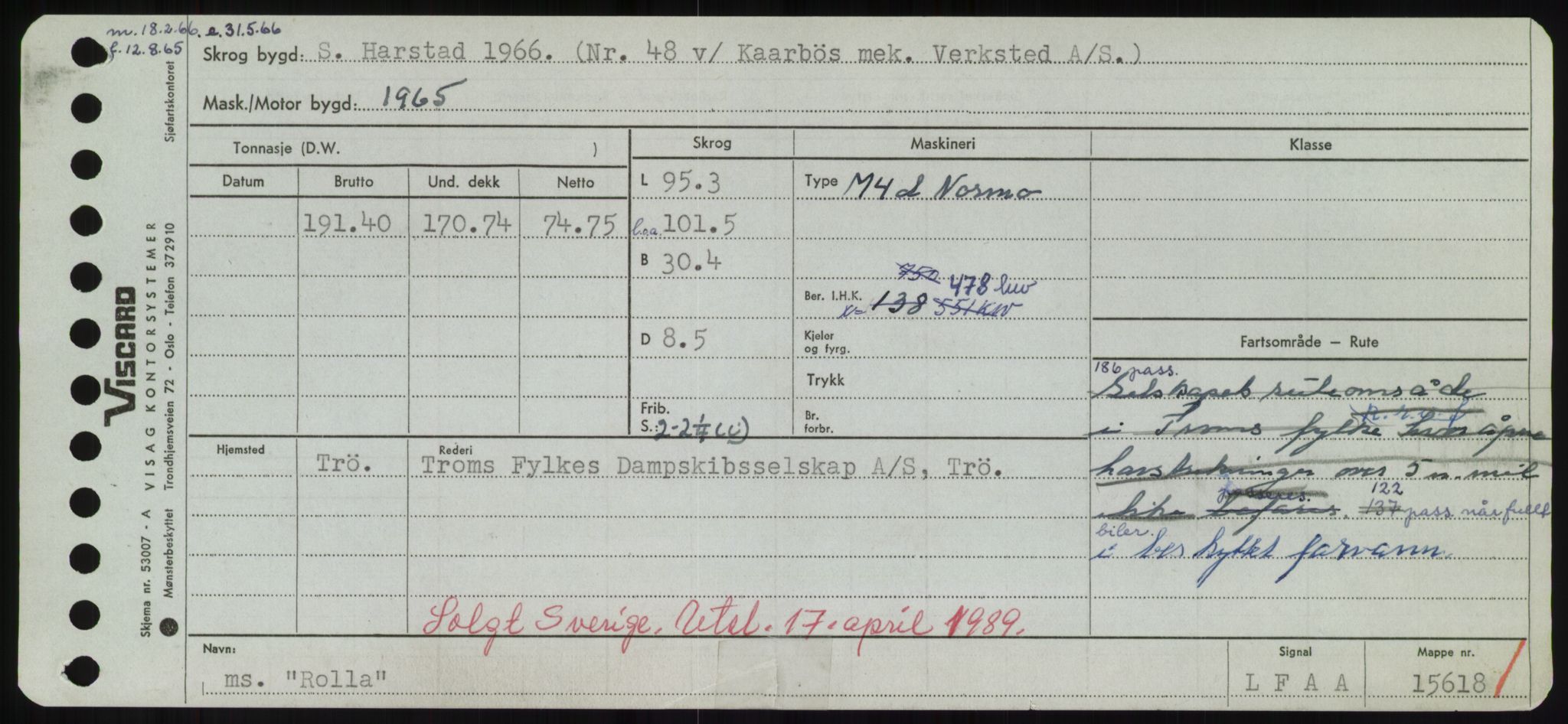 Sjøfartsdirektoratet med forløpere, Skipsmålingen, RA/S-1627/H/Hd/L0031: Fartøy, Rju-Sam, p. 79