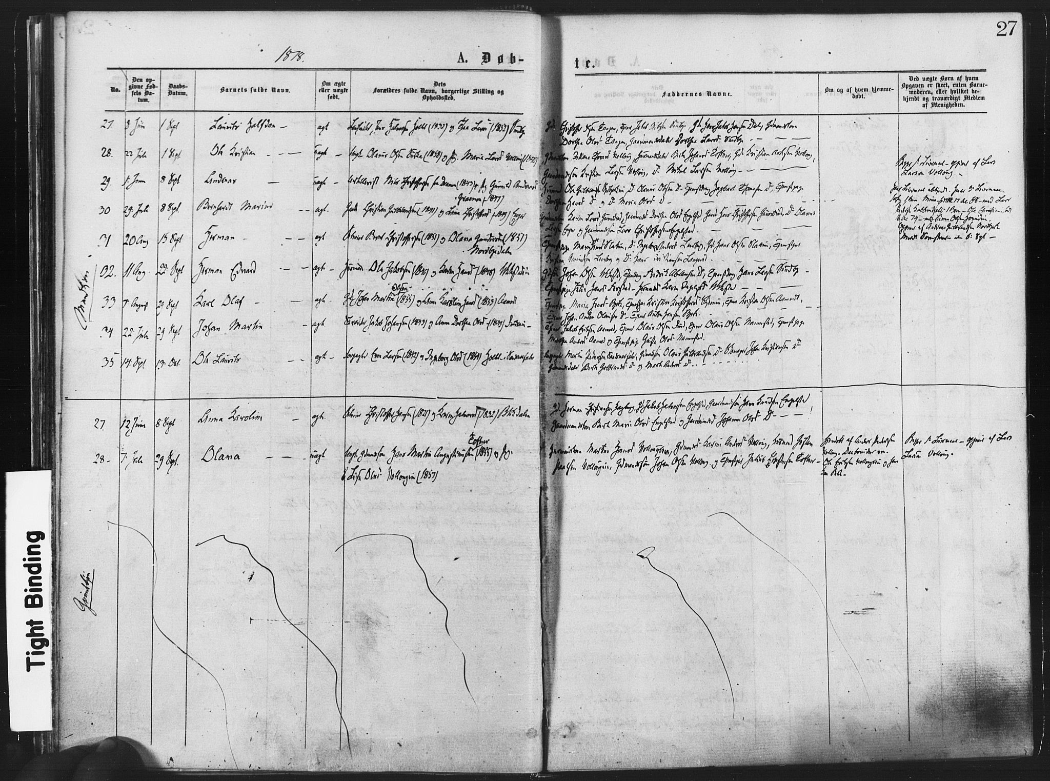 Nannestad prestekontor Kirkebøker, SAO/A-10414a/F/Fa/L0013: Parish register (official) no. I 13, 1873-1880, p. 27