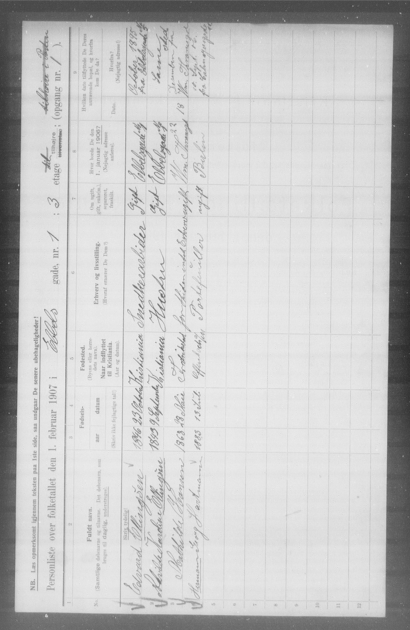 OBA, Municipal Census 1907 for Kristiania, 1907, p. 9188