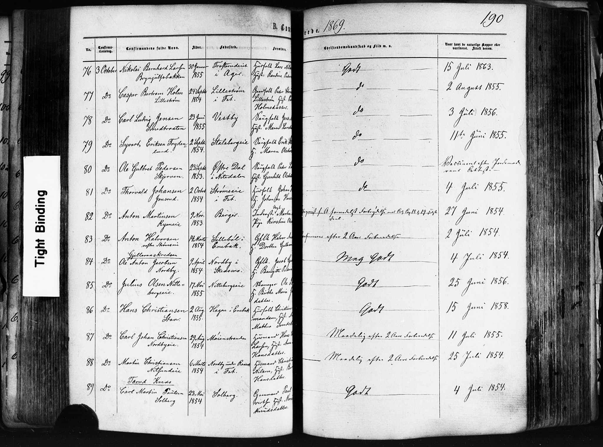 Skedsmo prestekontor Kirkebøker, AV/SAO-A-10033a/F/Fa/L0011: Parish register (official) no. I 11, 1866-1876, p. 190