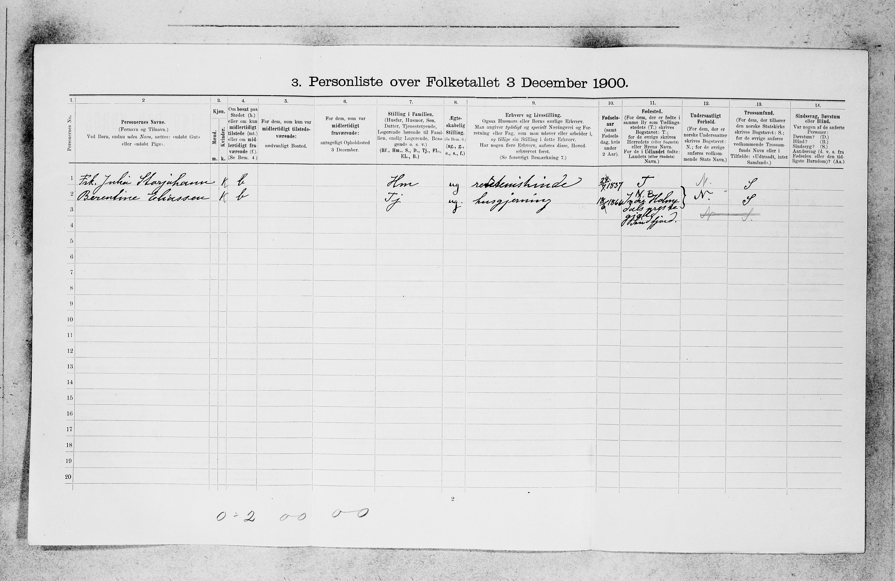 SAB, 1900 census for Bergen, 1900, p. 29564