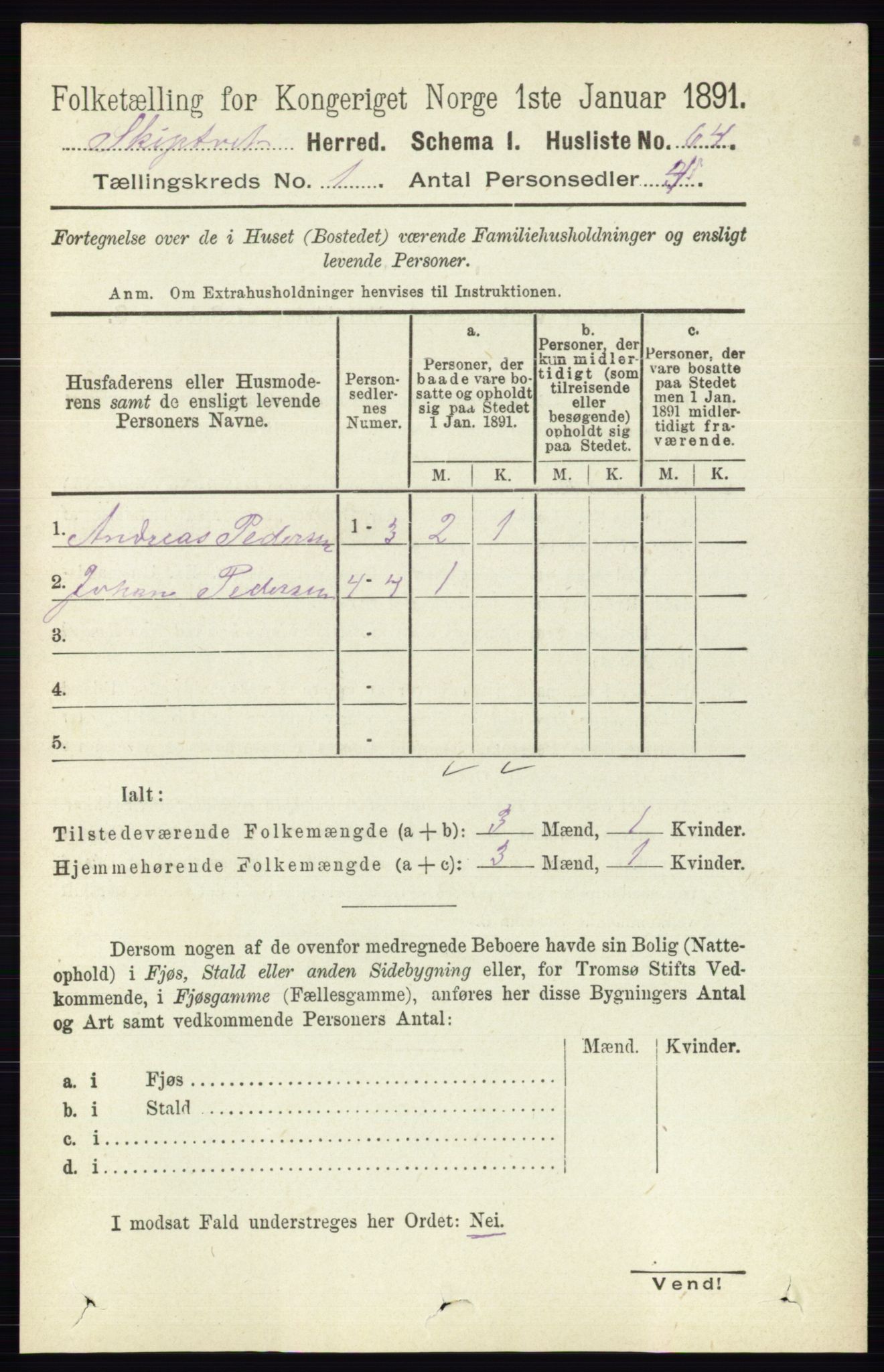 RA, 1891 census for 0127 Skiptvet, 1891, p. 83