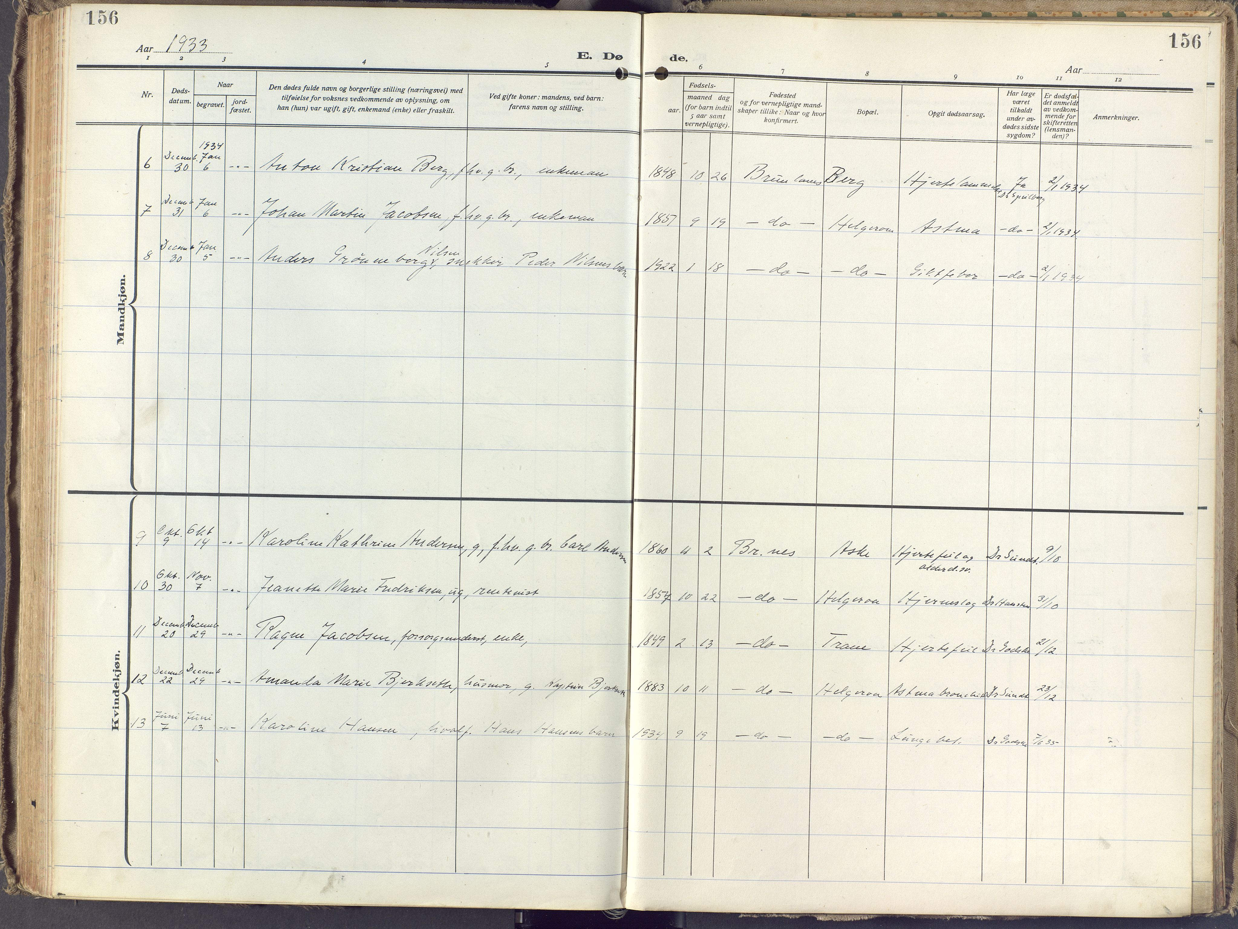 Brunlanes kirkebøker, AV/SAKO-A-342/F/Fb/L0004: Parish register (official) no. II 4, 1923-1940, p. 156