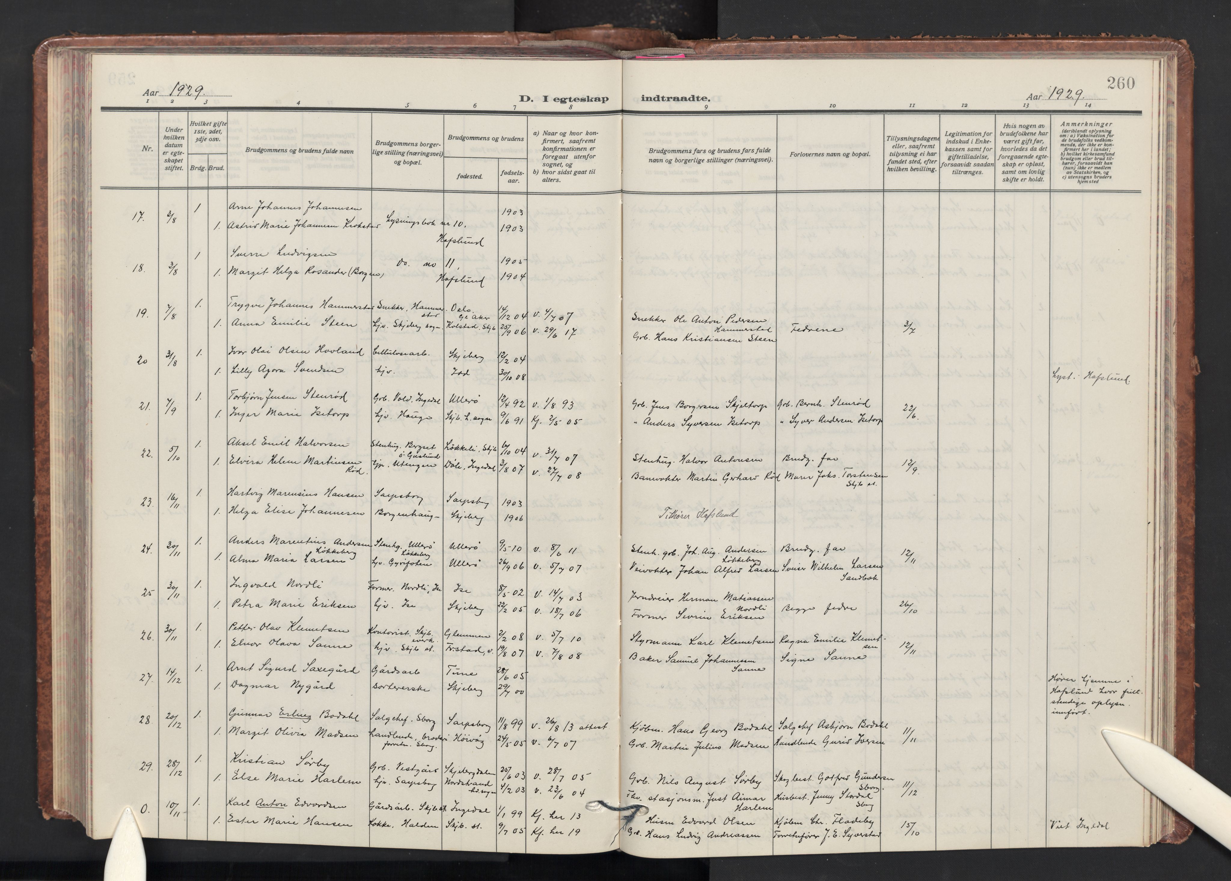 Skjeberg prestekontor Kirkebøker, SAO/A-10923/G/Ga/L0003: Parish register (copy) no. I 3, 1922-1971, p. 260