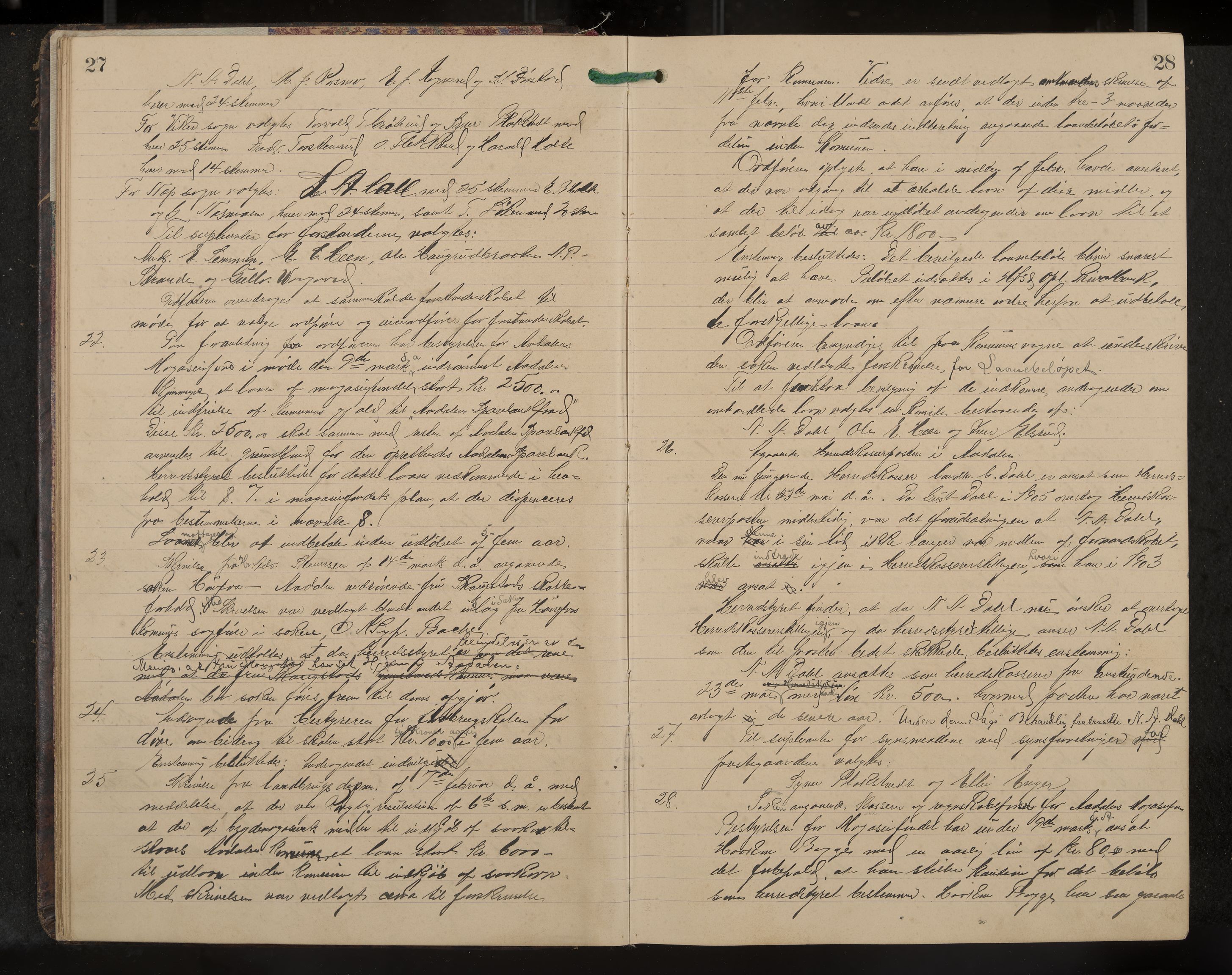 Ådal formannskap og sentraladministrasjon, IKAK/0614021/A/Aa/L0003: Møtebok, 1907-1914, p. 27-28