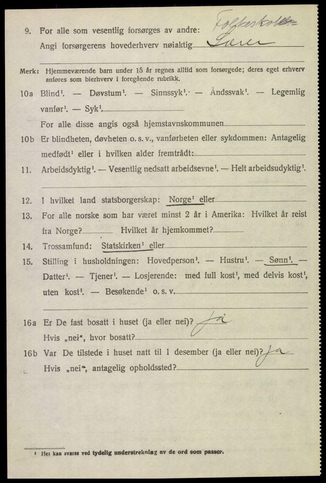 SAH, 1920 census for Kvikne, 1920, p. 2447