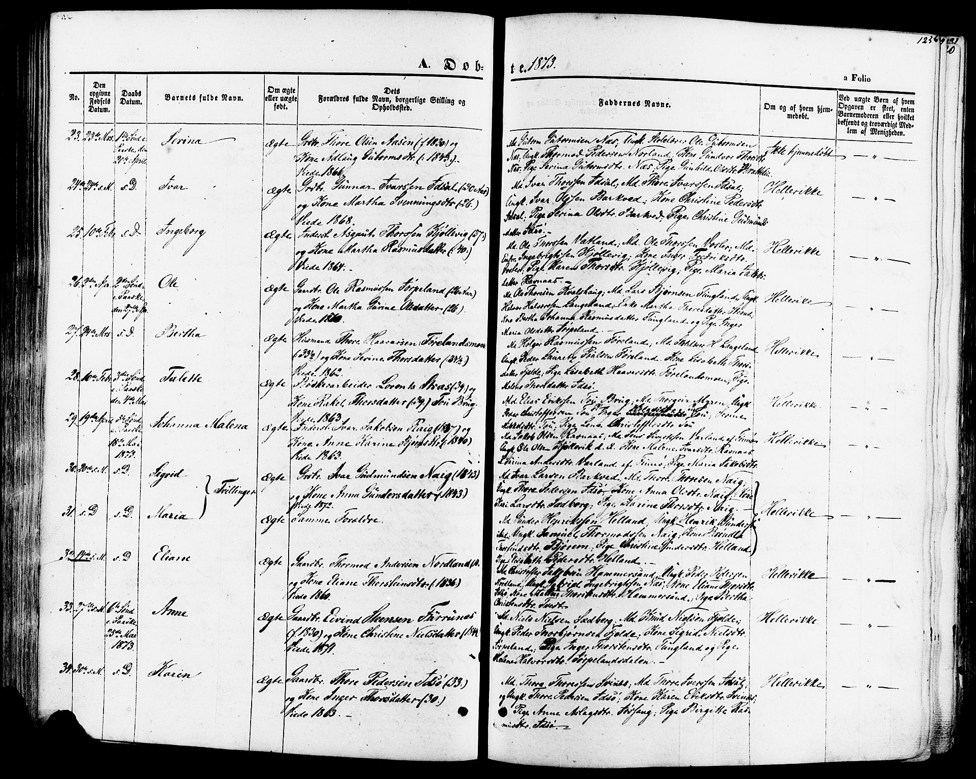 Strand sokneprestkontor, AV/SAST-A-101828/H/Ha/Haa/L0007: Parish register (official) no. A 7, 1855-1881, p. 125