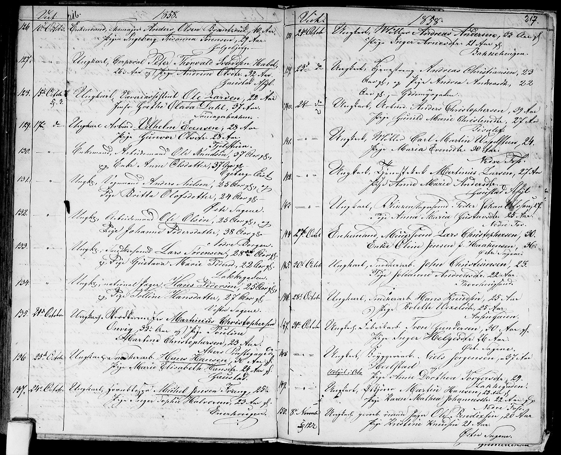 Aker prestekontor kirkebøker, AV/SAO-A-10861/G/L0011: Parish register (copy) no. 11, 1846-1859, p. 216-217