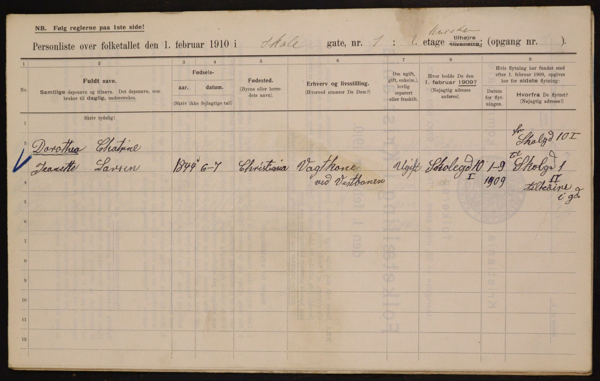 OBA, Municipal Census 1910 for Kristiania, 1910, p. 91745