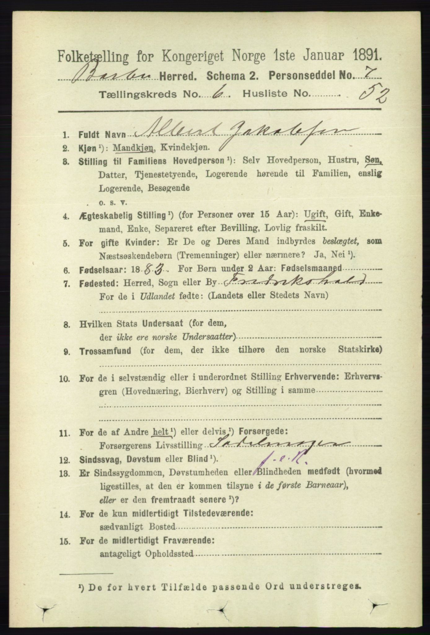 RA, 1891 census for 0990 Barbu, 1891, p. 4820