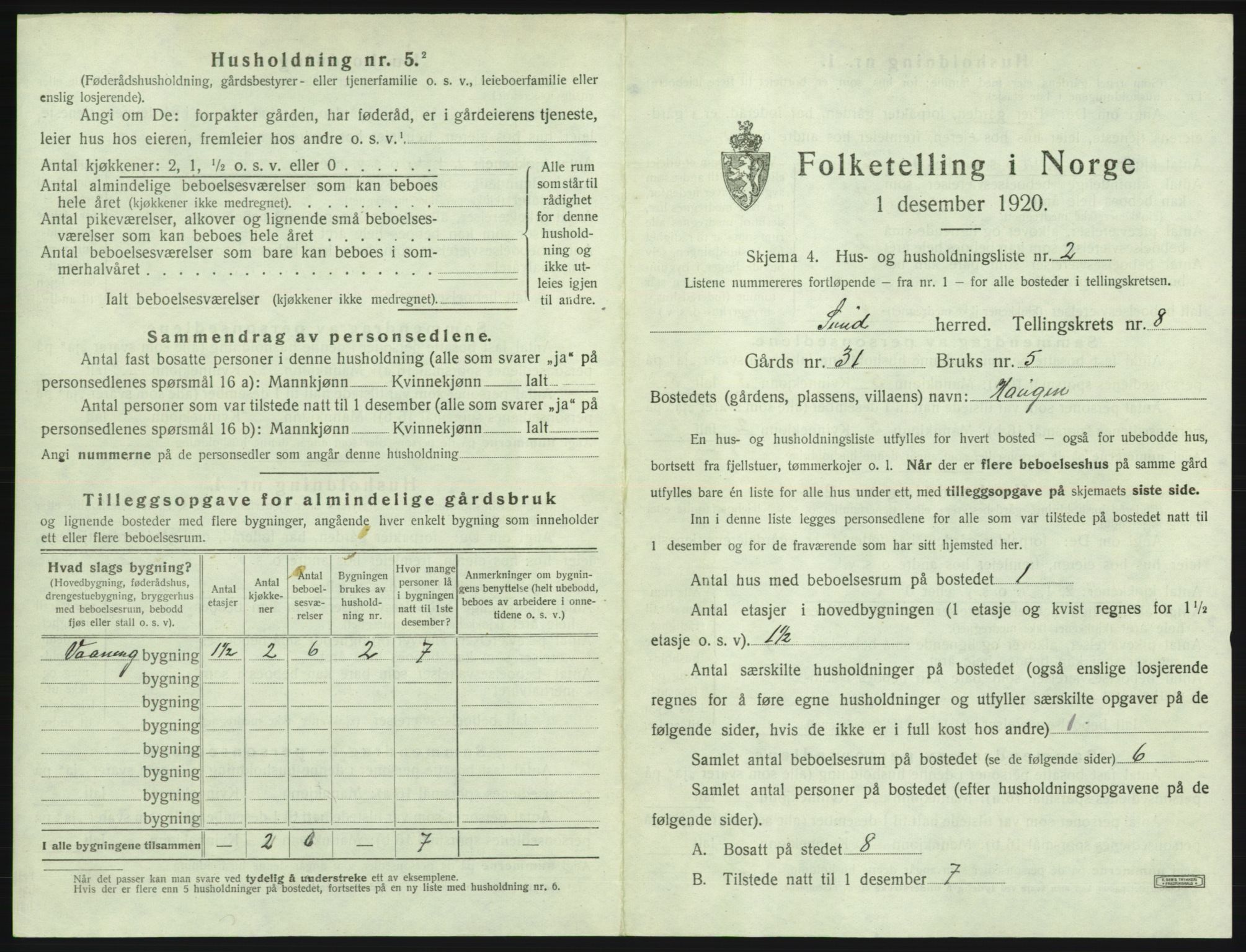 SAB, 1920 census for Sund, 1920, p. 679