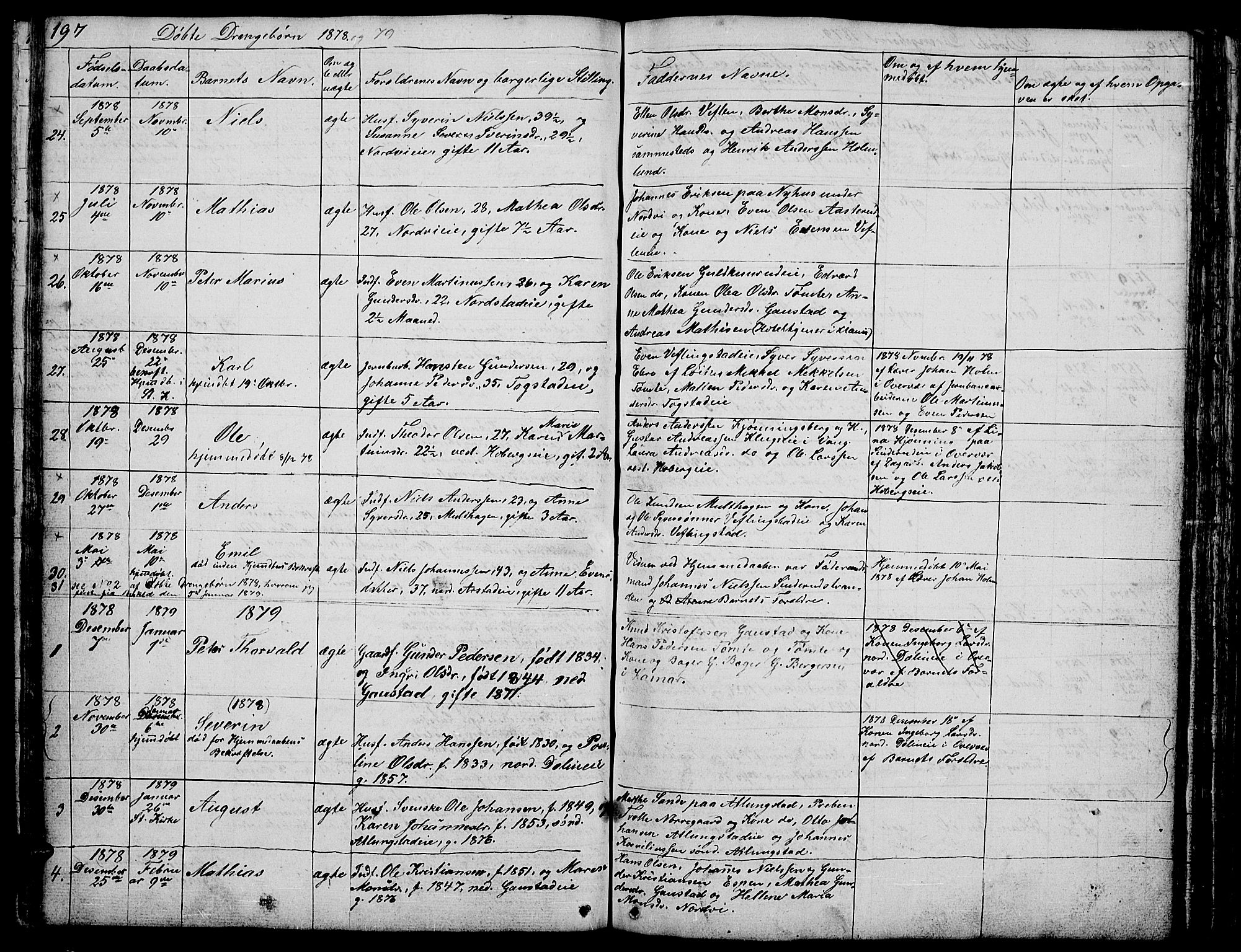 Stange prestekontor, SAH/PREST-002/L/L0002: Parish register (copy) no. 2, 1838-1879, p. 197