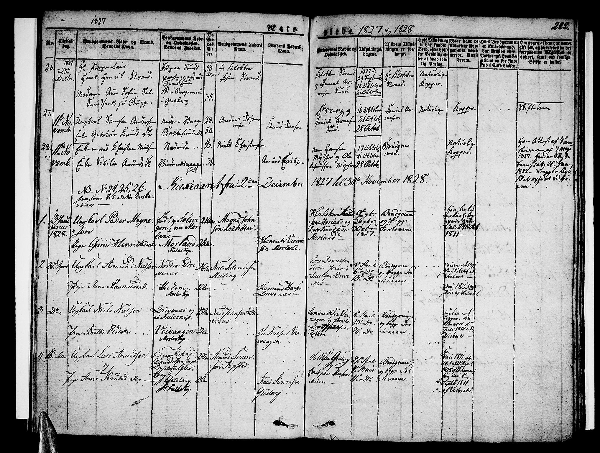 Sund sokneprestembete, AV/SAB-A-99930: Parish register (official) no. A 12, 1825-1835, p. 222