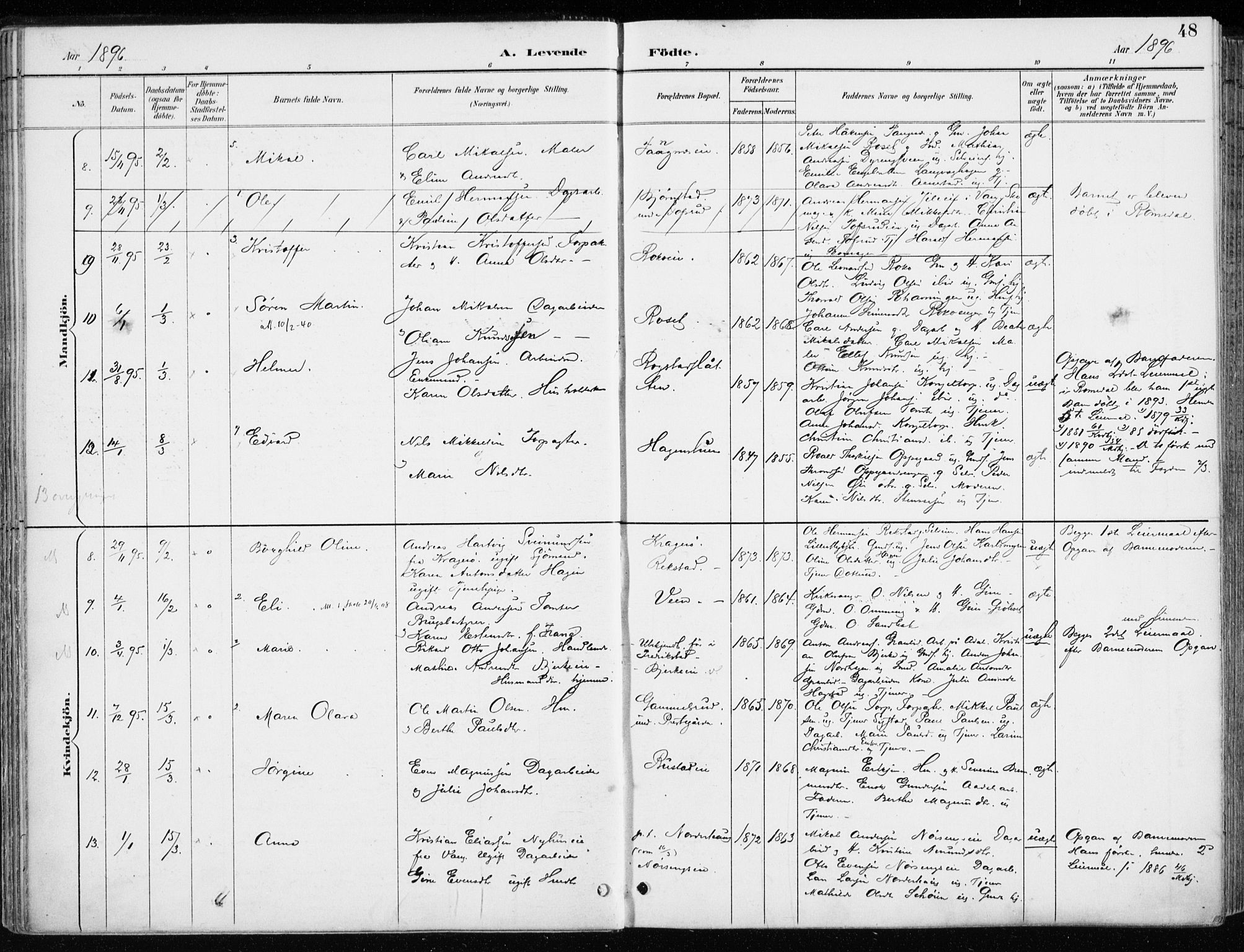 Løten prestekontor, AV/SAH-PREST-022/K/Ka/L0010: Parish register (official) no. 10, 1892-1907, p. 48