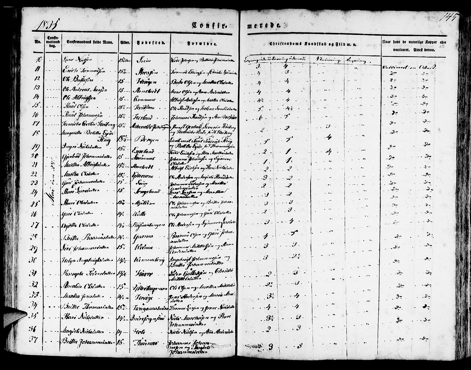 Haus sokneprestembete, AV/SAB-A-75601/H/Haa: Parish register (official) no. A 14, 1827-1838, p. 145