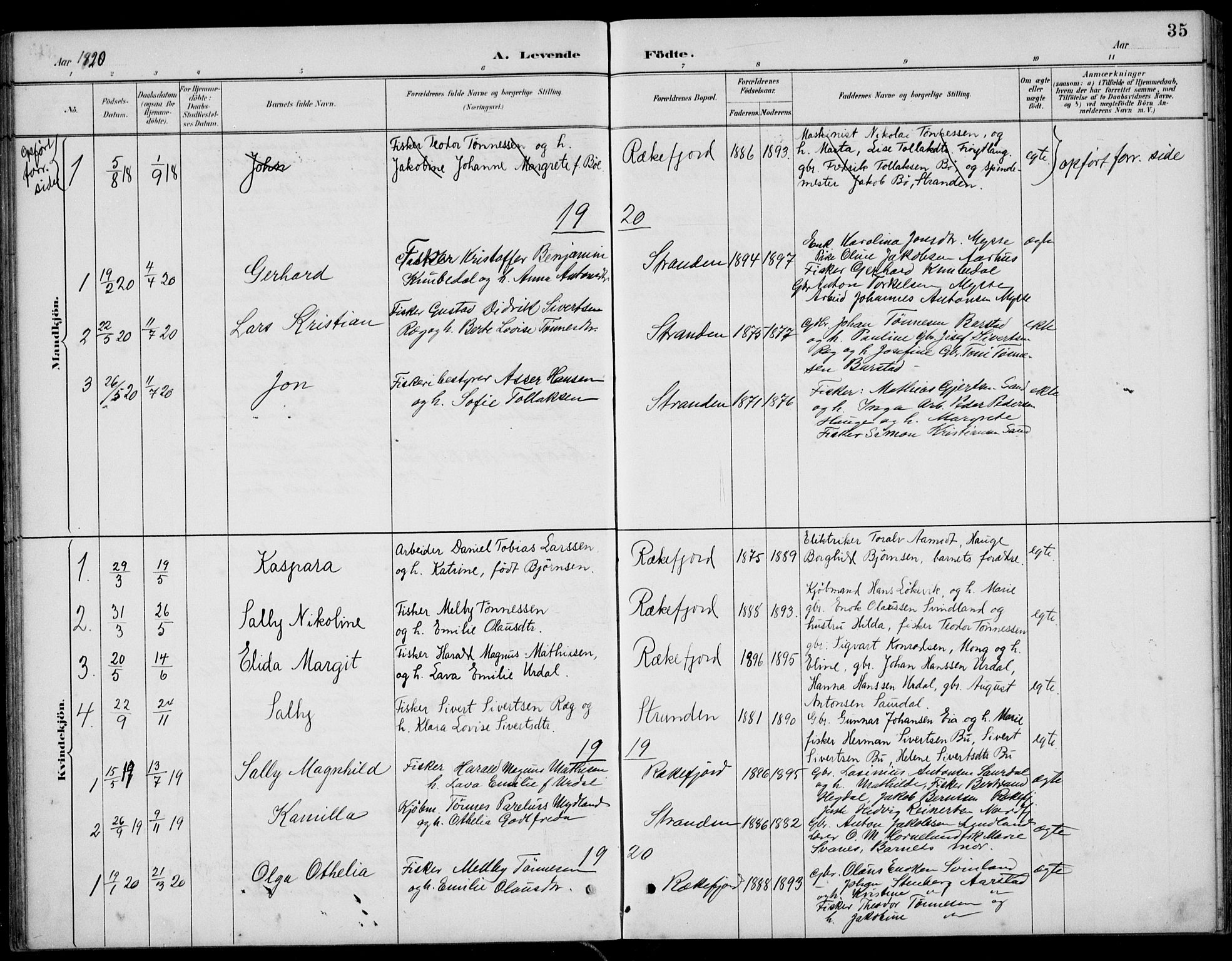 Sokndal sokneprestkontor, SAST/A-101808: Parish register (copy) no. B 5, 1887-1934, p. 35