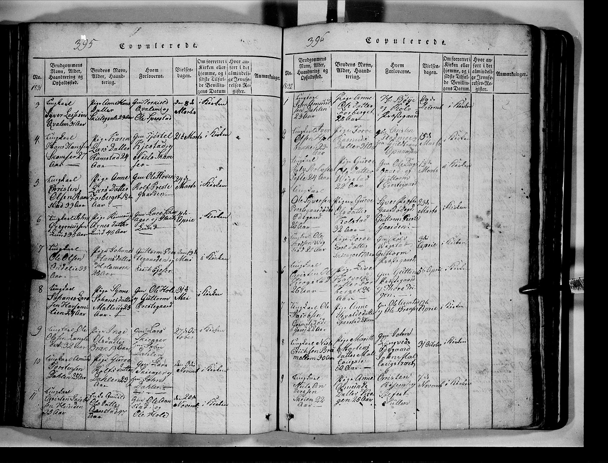 Lom prestekontor, SAH/PREST-070/L/L0003: Parish register (copy) no. 3, 1815-1844, p. 395-396