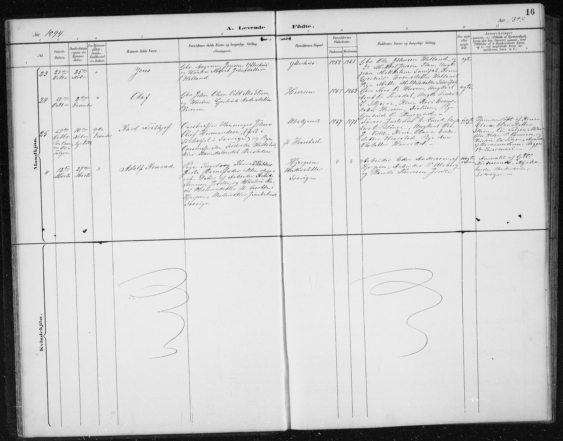Ministerialprotokoller, klokkerbøker og fødselsregistre - Sør-Trøndelag, SAT/A-1456/674/L0876: Parish register (copy) no. 674C03, 1892-1912, p. 16
