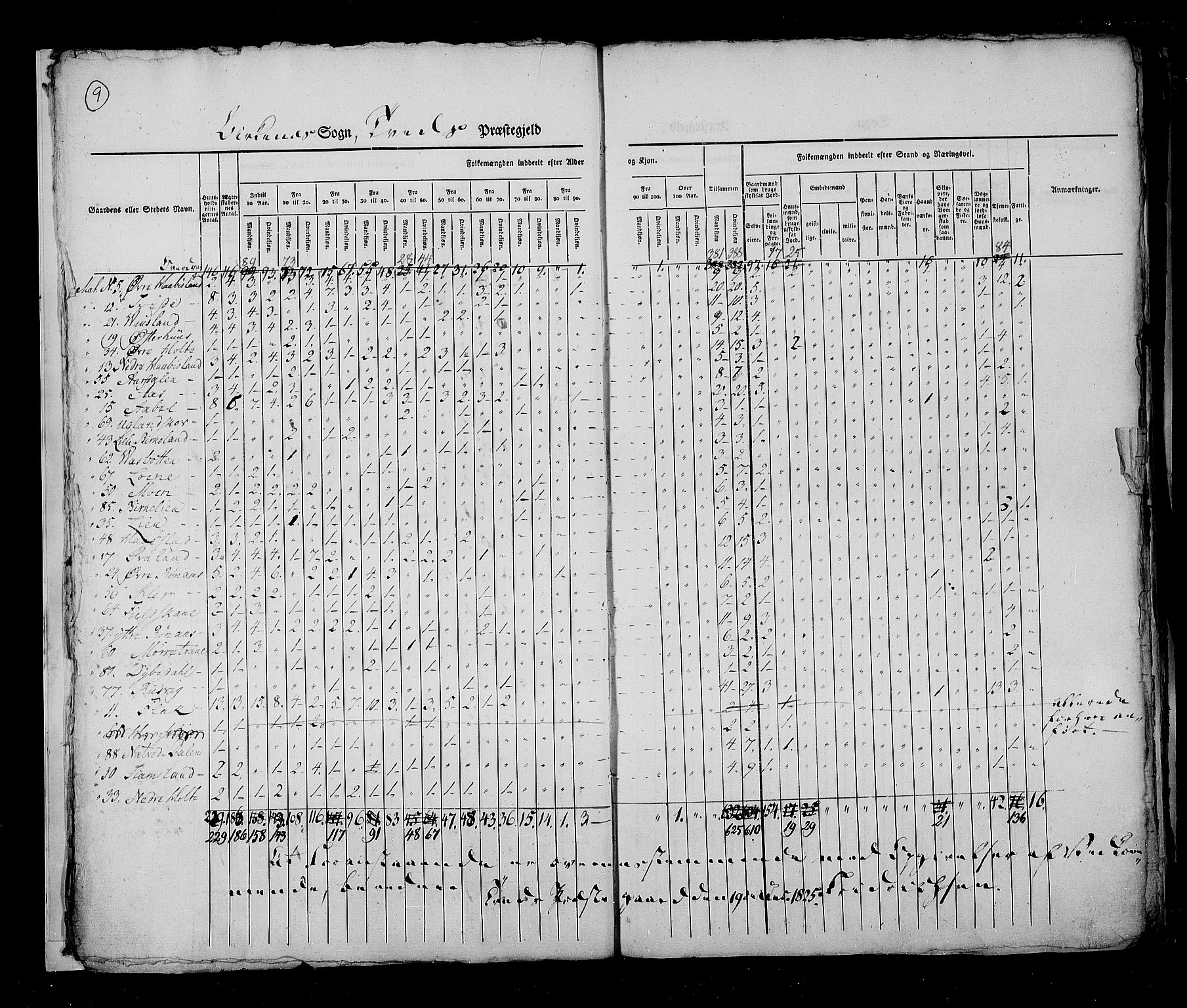 RA, Census 1825, vol. 10: Nedenes og Råbyggelaget amt, 1825, p. 9