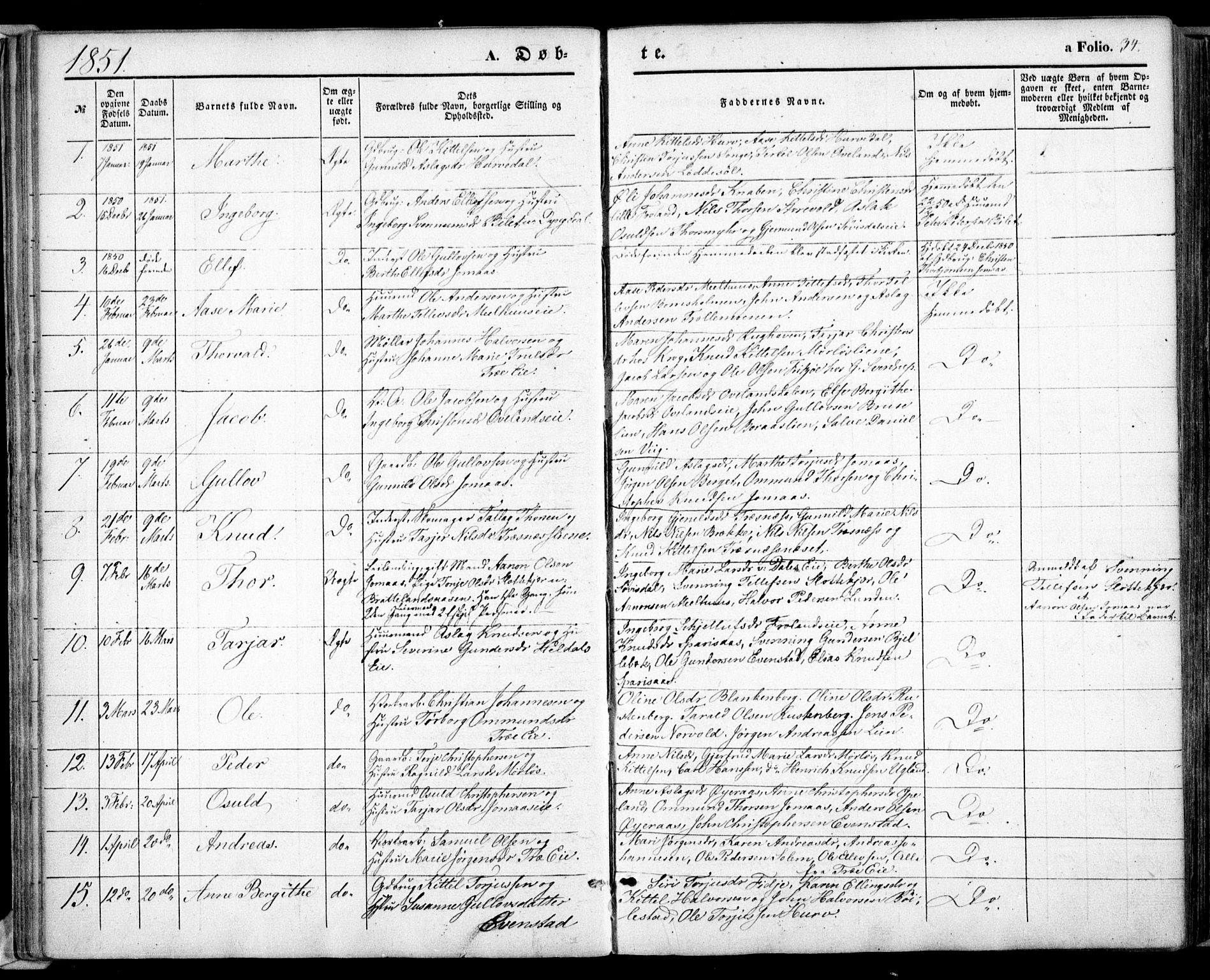 Froland sokneprestkontor, SAK/1111-0013/F/Fa/L0002: Parish register (official) no. A 2, 1845-1863, p. 34