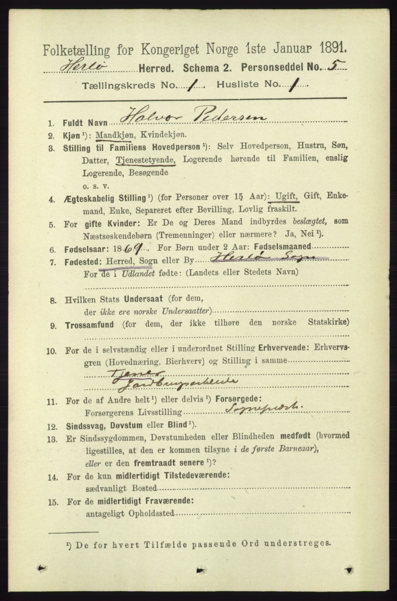 RA, 1891 census for 1258 Herdla, 1891, p. 90