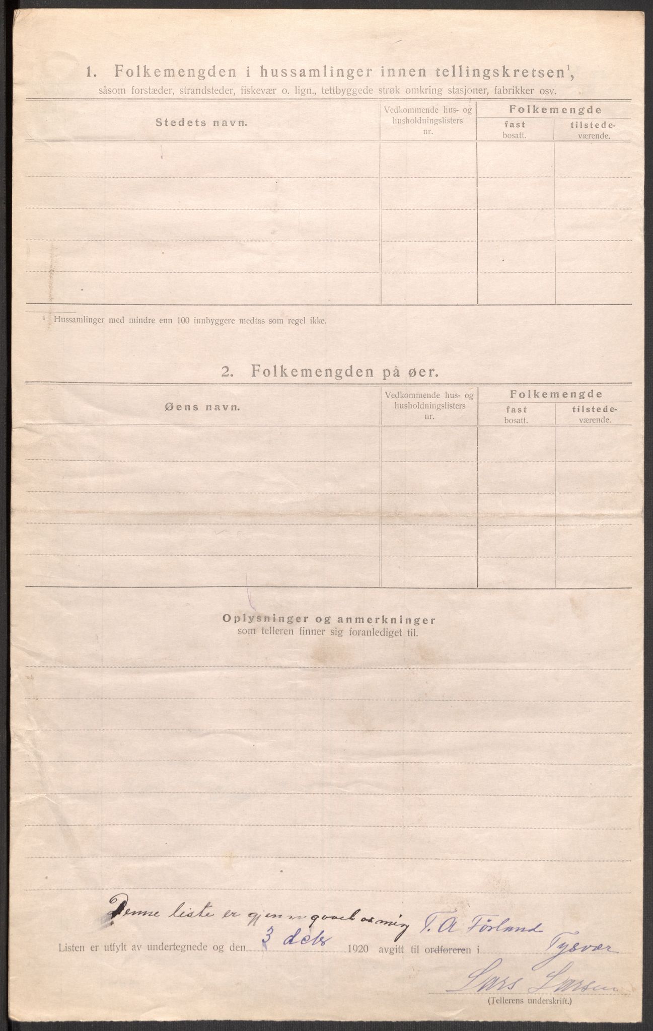 SAST, 1920 census for Tysvær, 1920, p. 19