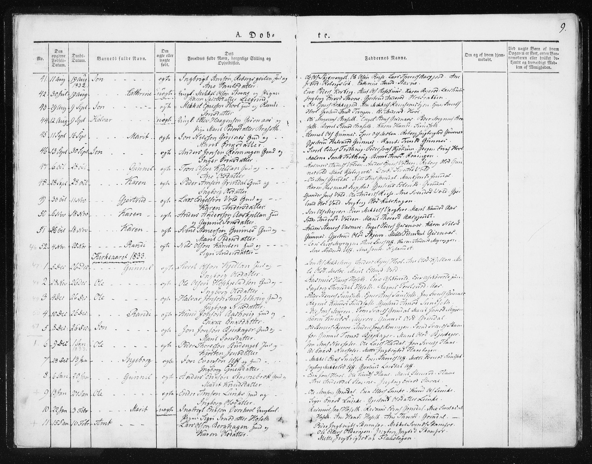 Ministerialprotokoller, klokkerbøker og fødselsregistre - Sør-Trøndelag, AV/SAT-A-1456/674/L0869: Parish register (official) no. 674A01, 1829-1860, p. 9