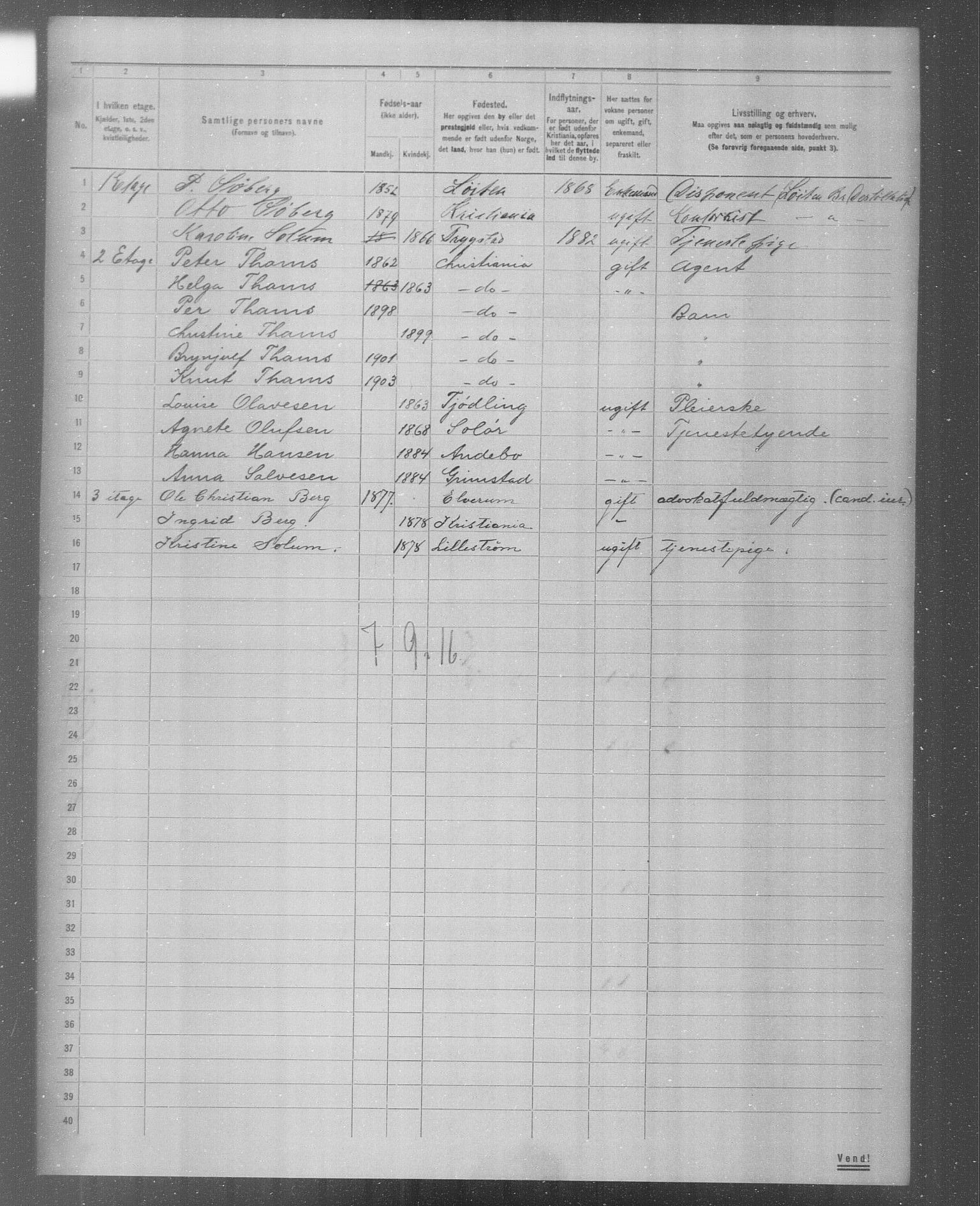 OBA, Municipal Census 1904 for Kristiania, 1904, p. 5402