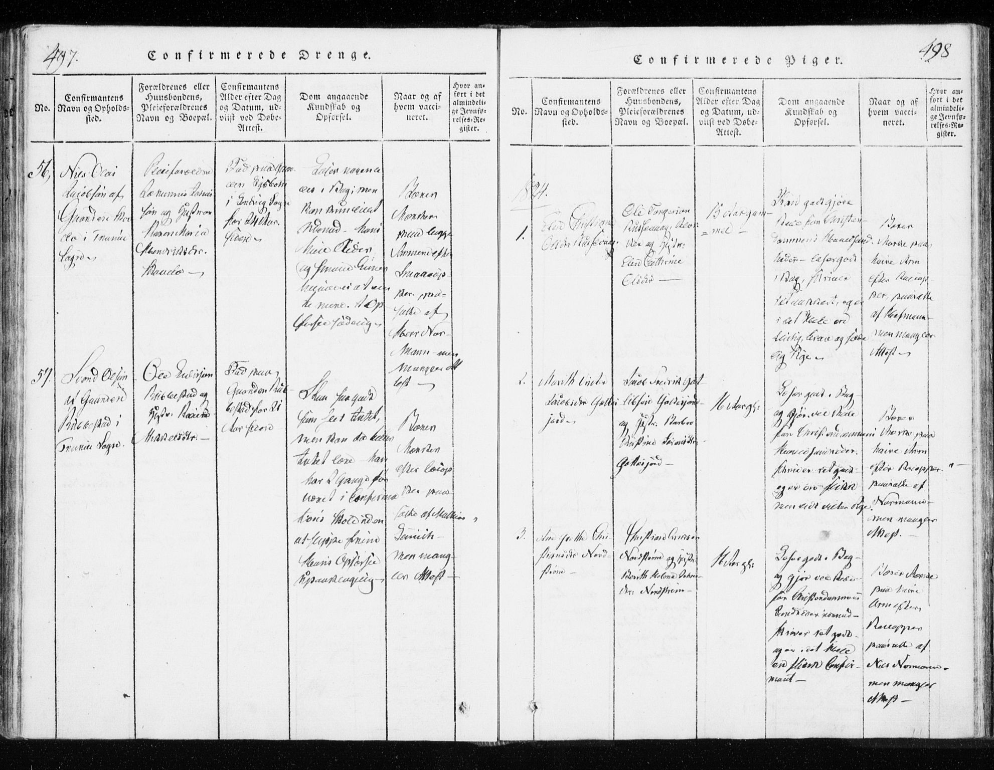 Tranøy sokneprestkontor, SATØ/S-1313/I/Ia/Iaa/L0004kirke: Parish register (official) no. 4, 1820-1829, p. 497-498
