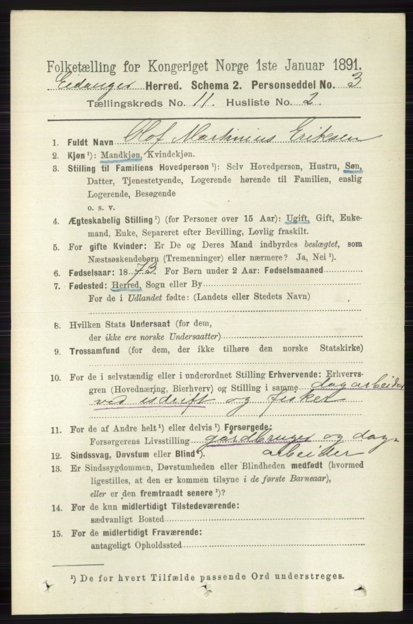 RA, 1891 census for 0813 Eidanger, 1891, p. 4246