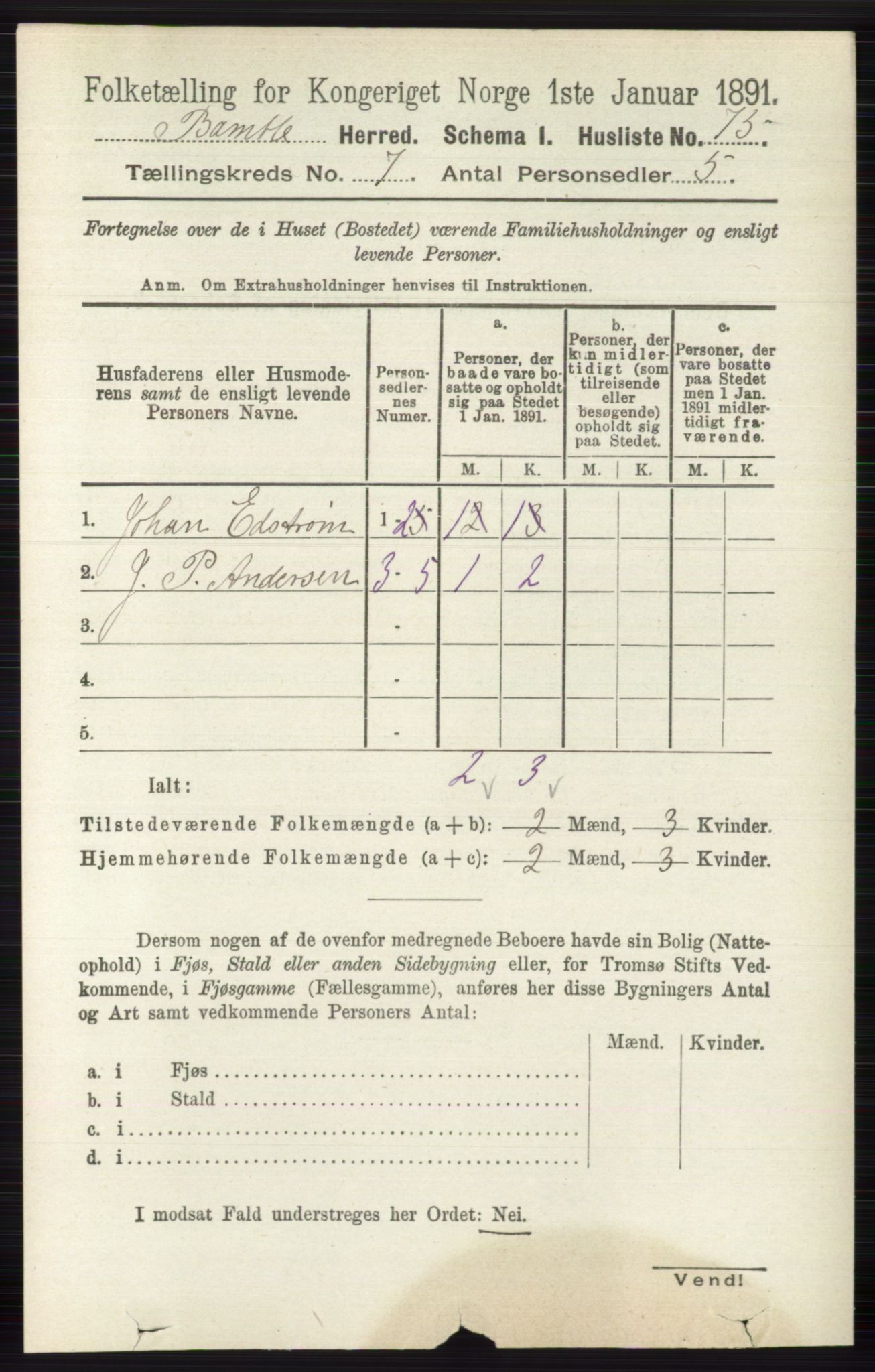 RA, 1891 census for 0814 Bamble, 1891, p. 2977