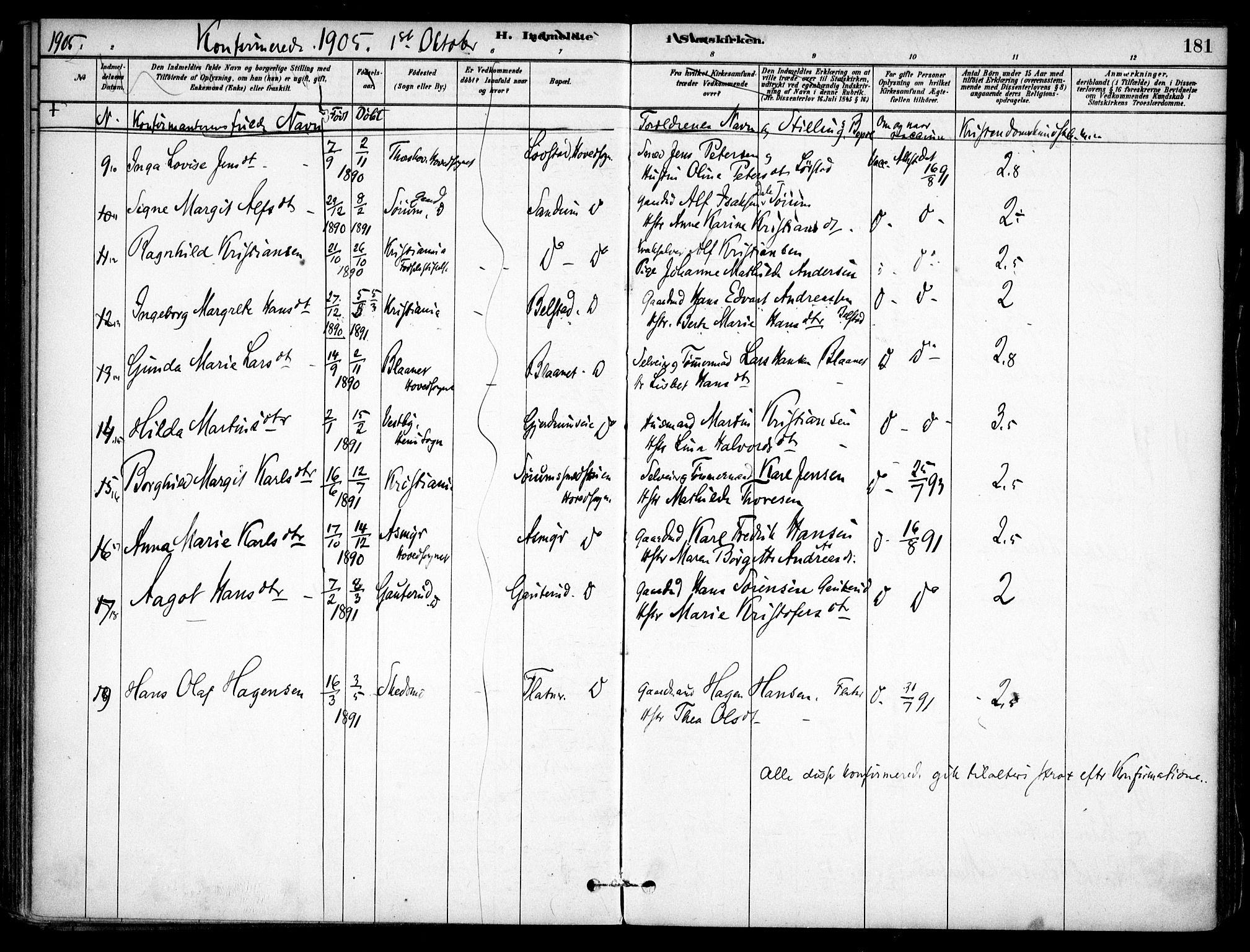 Gjerdrum prestekontor Kirkebøker, AV/SAO-A-10412b/F/Fa/L0009: Parish register (official) no. I 9, 1881-1916, p. 181