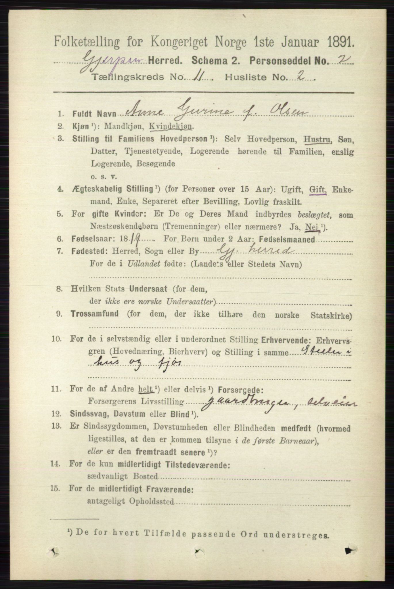 RA, 1891 census for 0812 Gjerpen, 1891, p. 6545