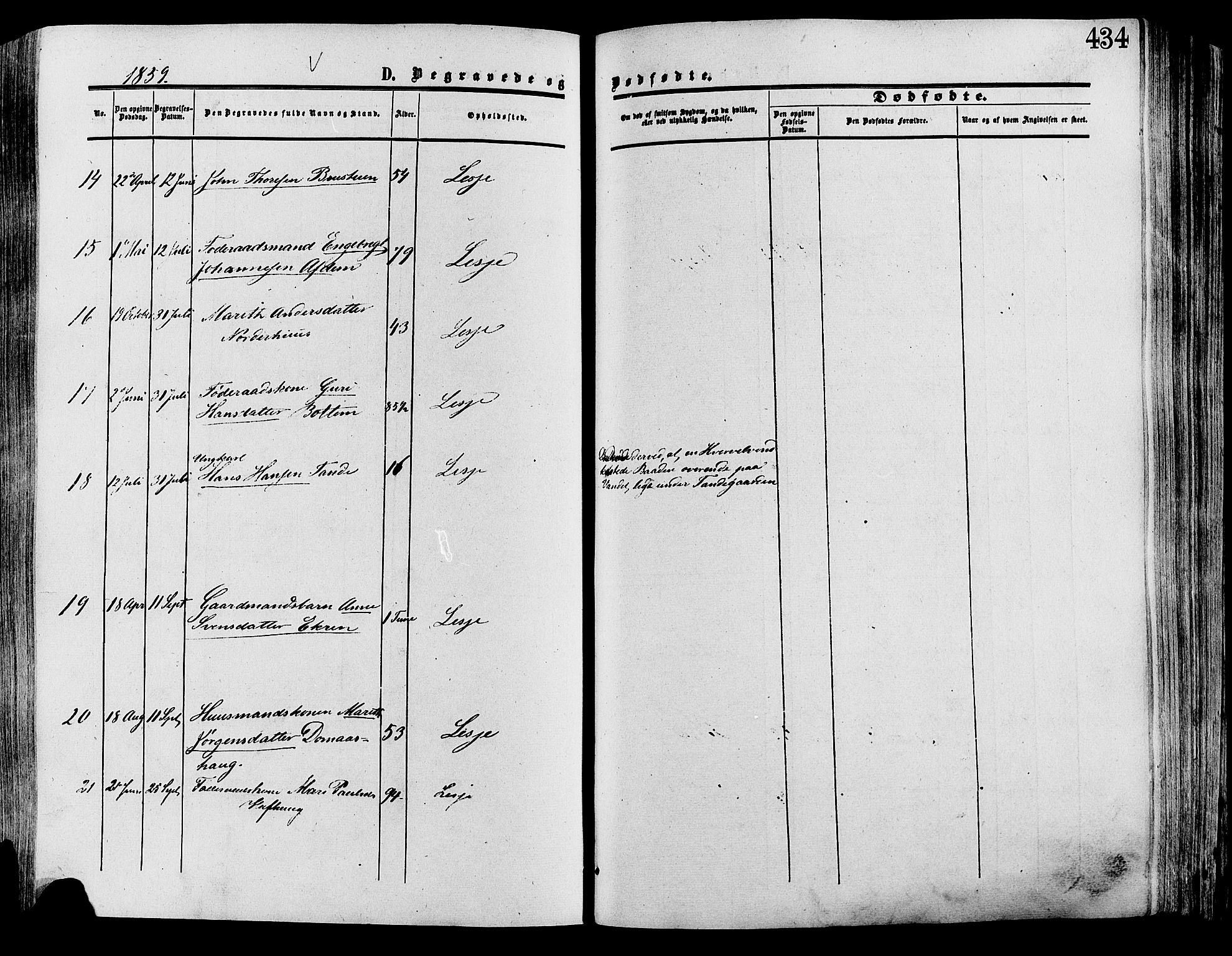 Lesja prestekontor, SAH/PREST-068/H/Ha/Haa/L0008: Parish register (official) no. 8, 1854-1880, p. 434