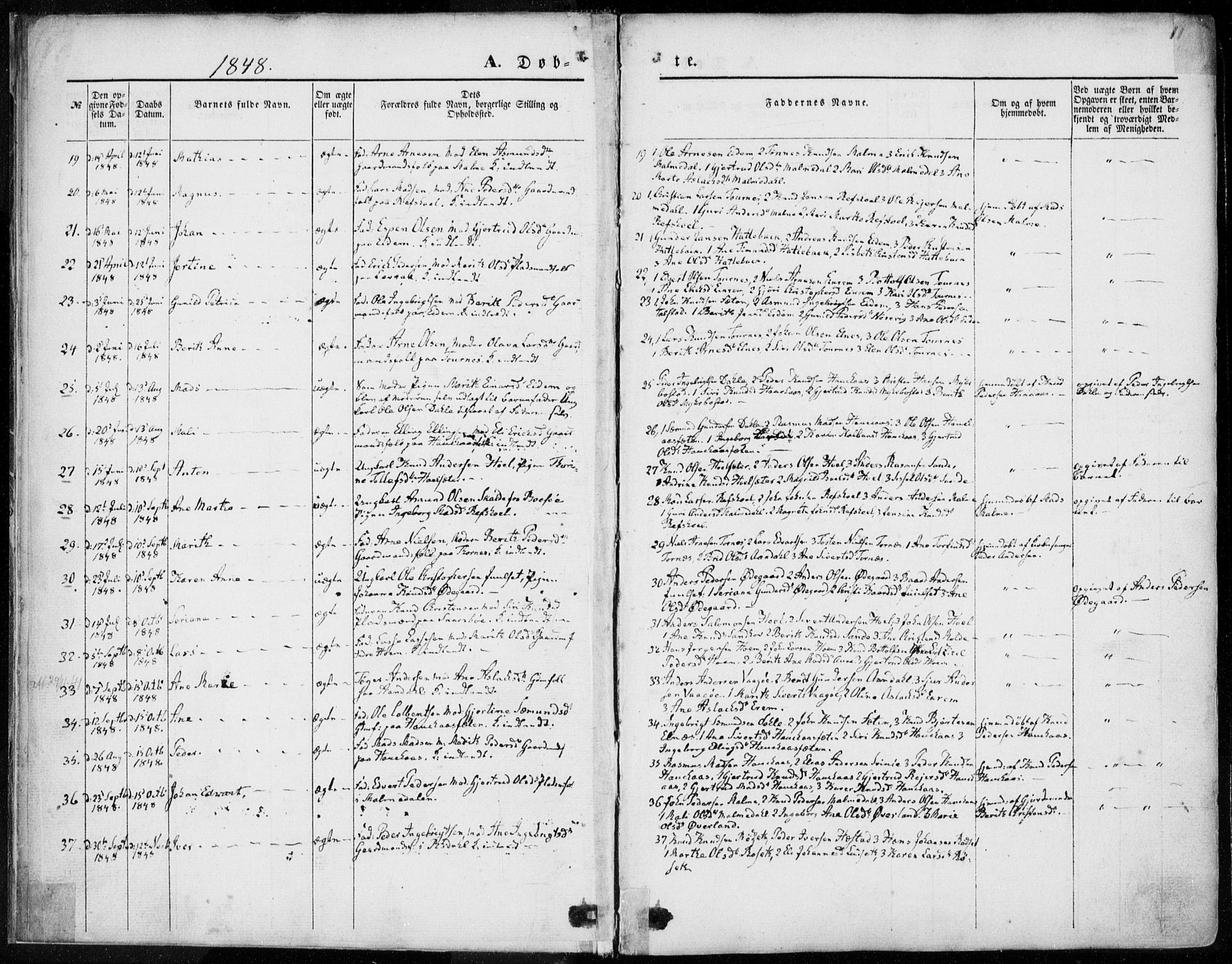Ministerialprotokoller, klokkerbøker og fødselsregistre - Møre og Romsdal, SAT/A-1454/565/L0748: Parish register (official) no. 565A02, 1845-1872, p. 11