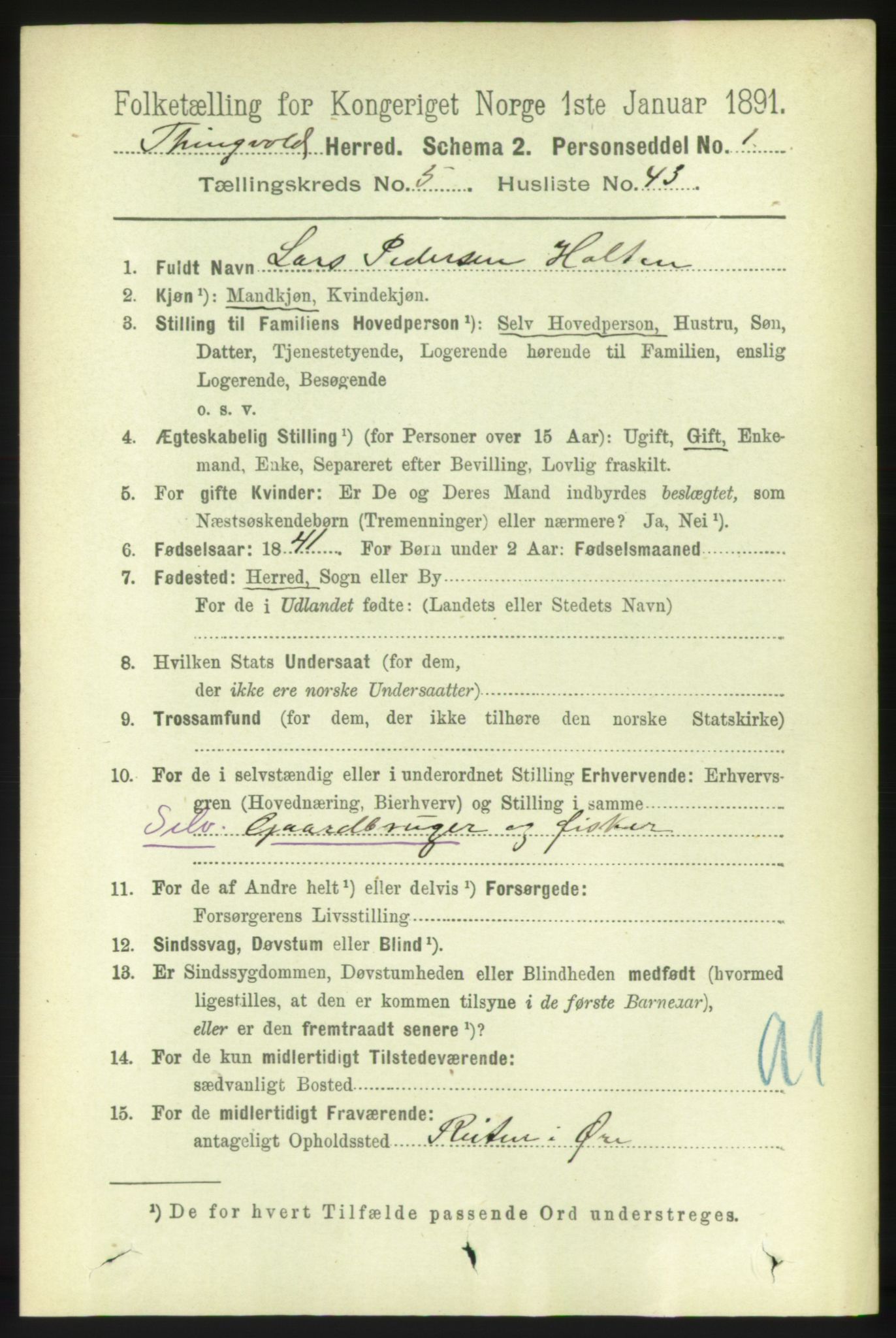 RA, 1891 census for 1560 Tingvoll, 1891, p. 2364