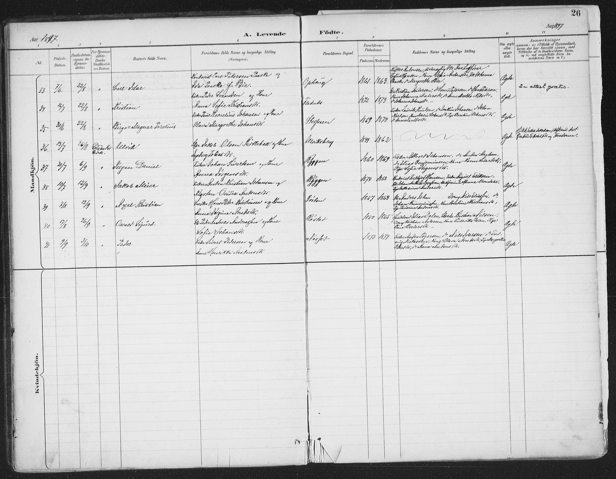 Ministerialprotokoller, klokkerbøker og fødselsregistre - Sør-Trøndelag, SAT/A-1456/659/L0743: Parish register (official) no. 659A13, 1893-1910, p. 26