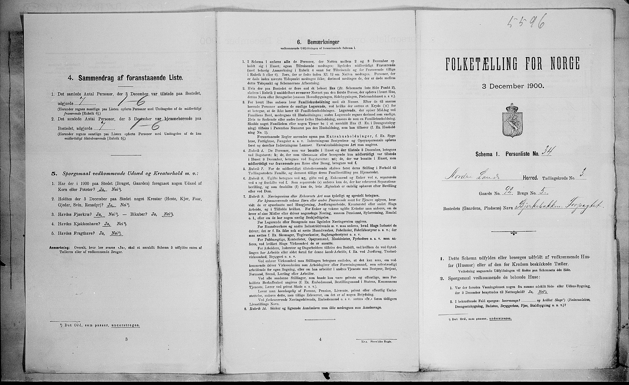 SAH, 1900 census for Nordre Land, 1900, p. 485