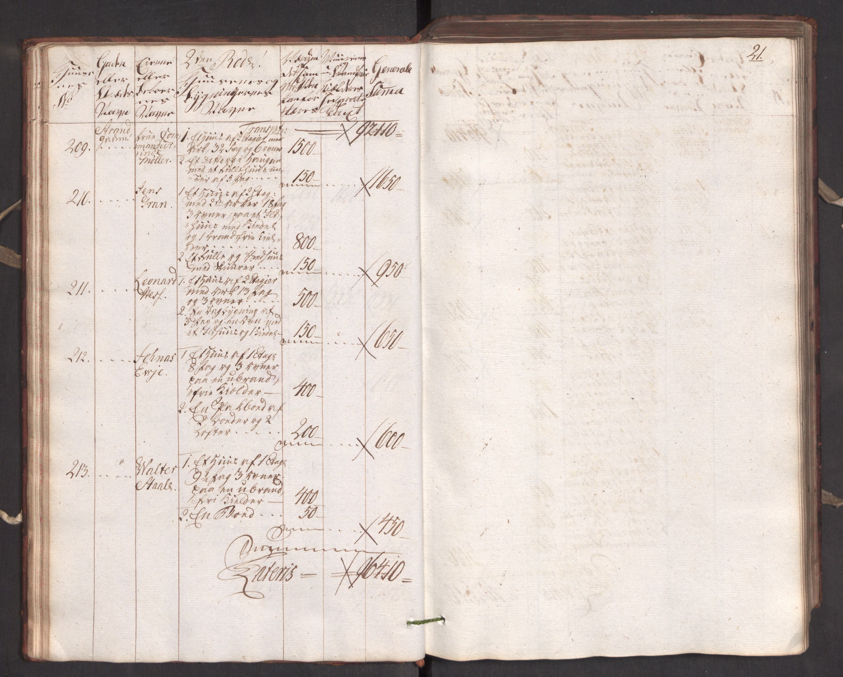Kommersekollegiet, Brannforsikringskontoret 1767-1814, AV/RA-EA-5458/F/Fa/L0005/0001: Bergen / Branntakstprotokoll, 1787, p. 20b-21a