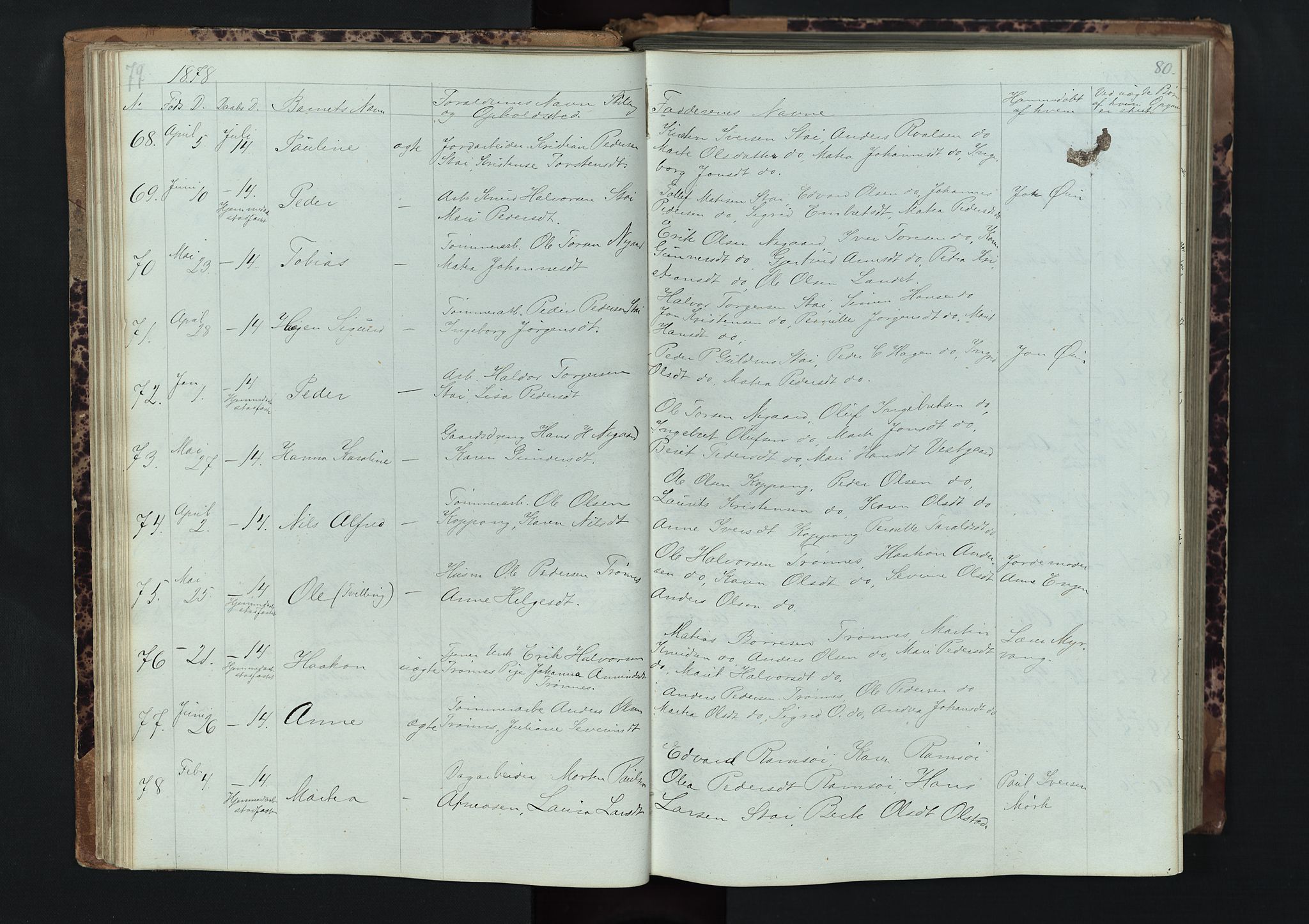 Stor-Elvdal prestekontor, SAH/PREST-052/H/Ha/Hab/L0001: Parish register (copy) no. 1 /1, 1860-1894, p. 79-80